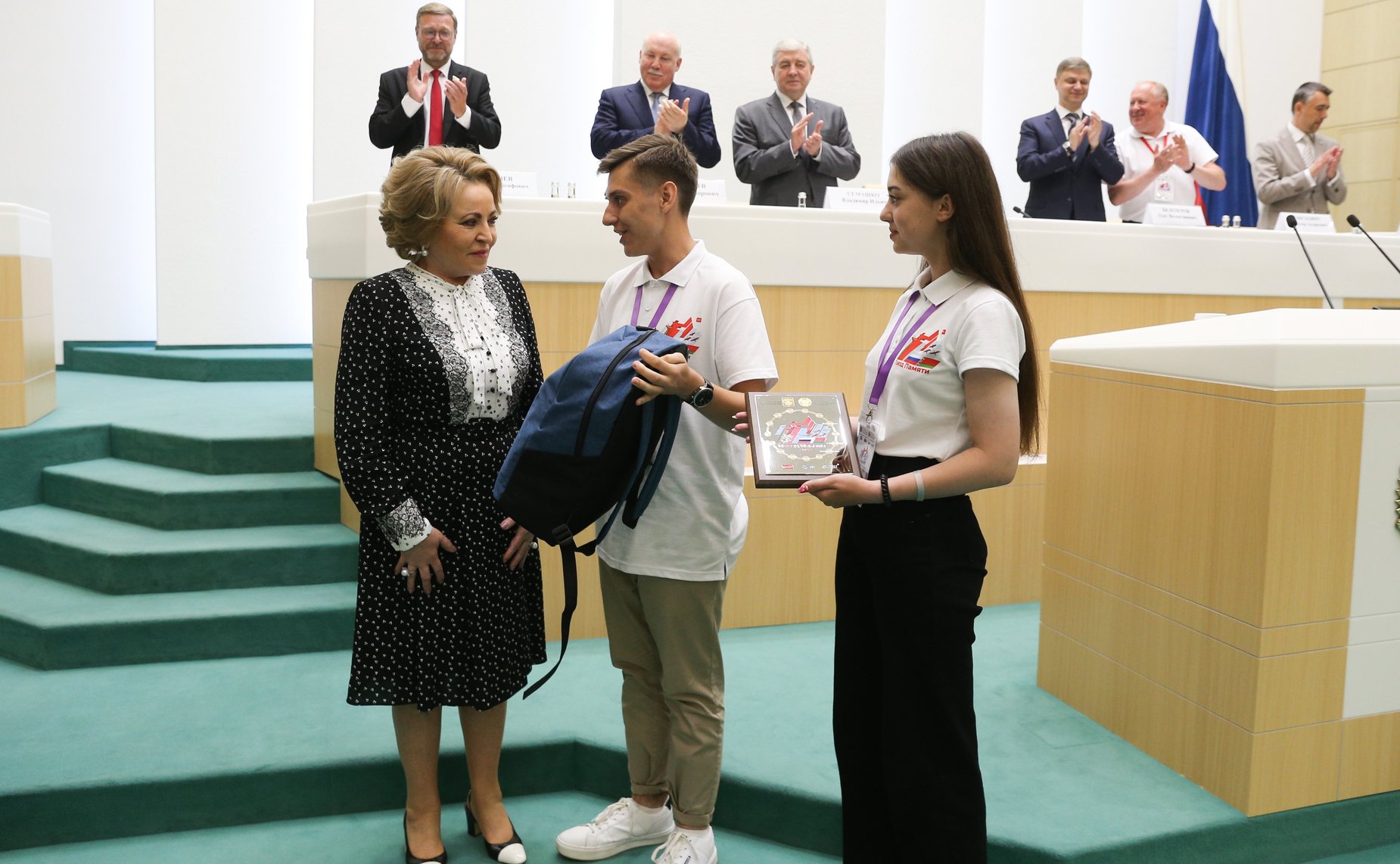 Встреча Председателя СФ Валентины Матвиенко с участниками российско-белорусского военно-патриотического проекта «Поезд Памяти»