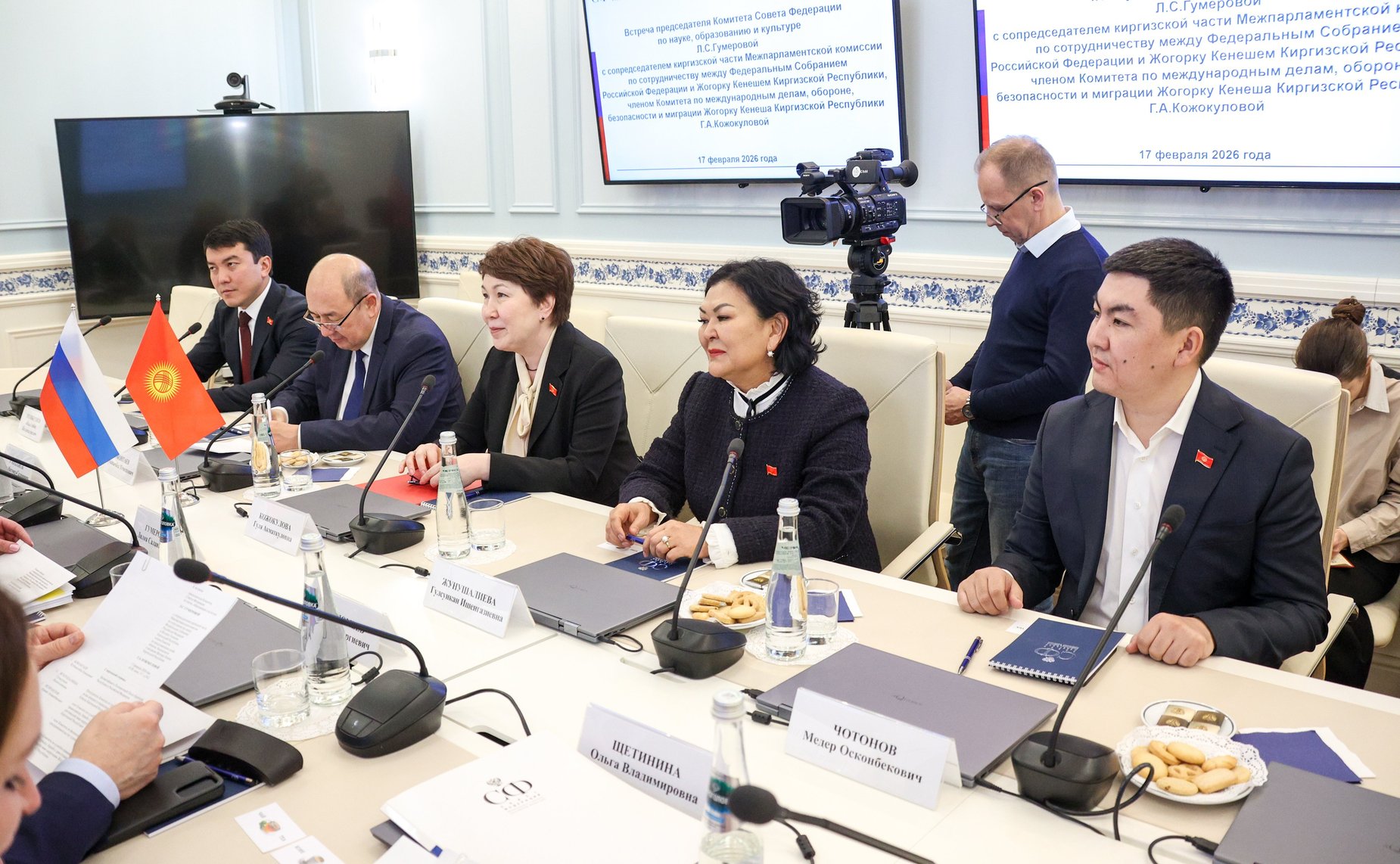 Встреча председателя Комитета СФ по науке, образованию и культуре Лилии Гумеровой с председателем Комитета по труду, здравоохранению, делам женщин и социальным вопросам Жогорку Кенеша Киргизской Республики