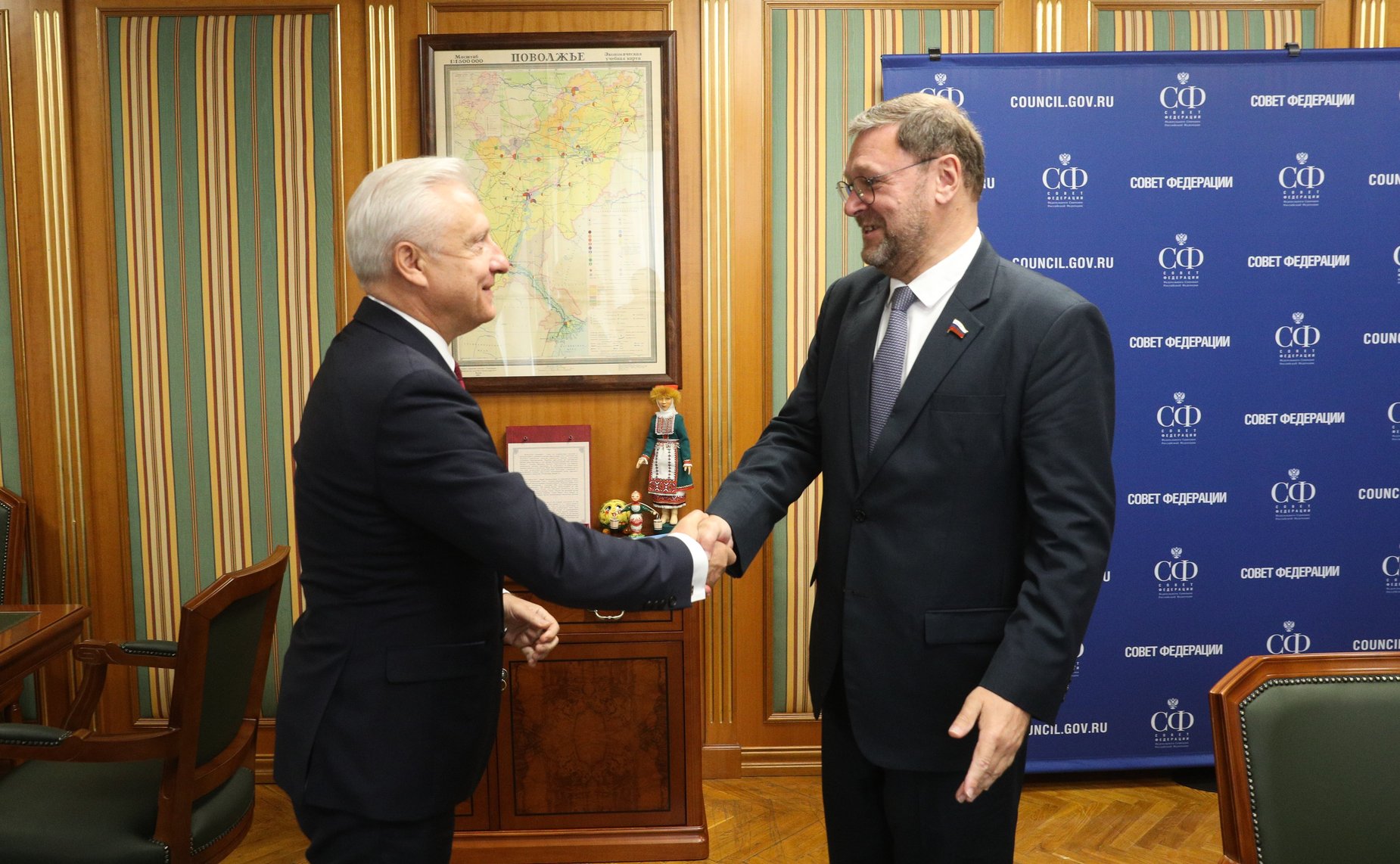 Константин Косачев встретился с председателем Комиссии Парламентского Собрания Союза Беларуси и России по вопросам внешней политики Сергеем Рачковым