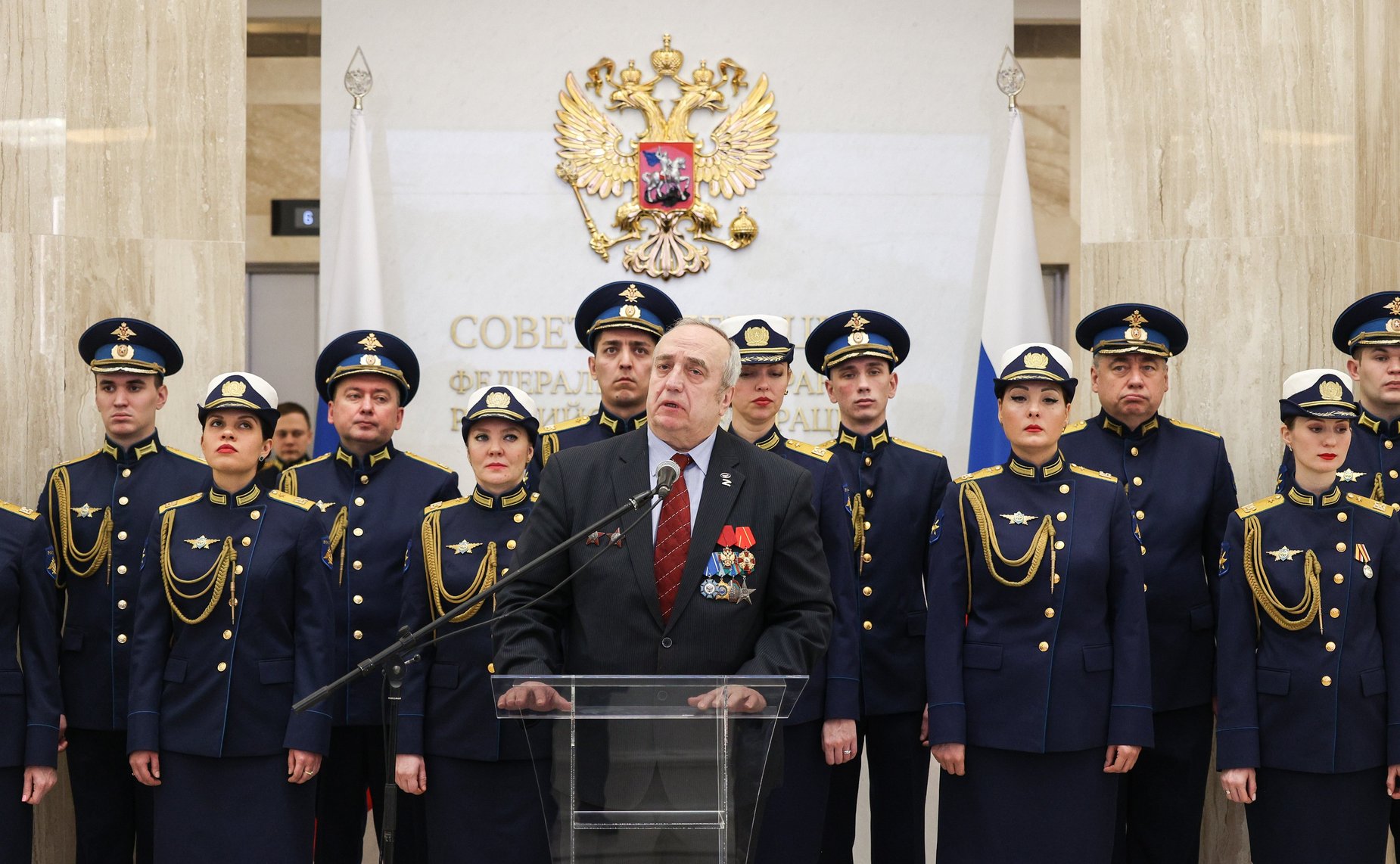 Торжественная встреча сенаторов РФ с воинами-интернационалистами, посвященная 35-й годовщине вывода советских войск с территории Республики Афганистан