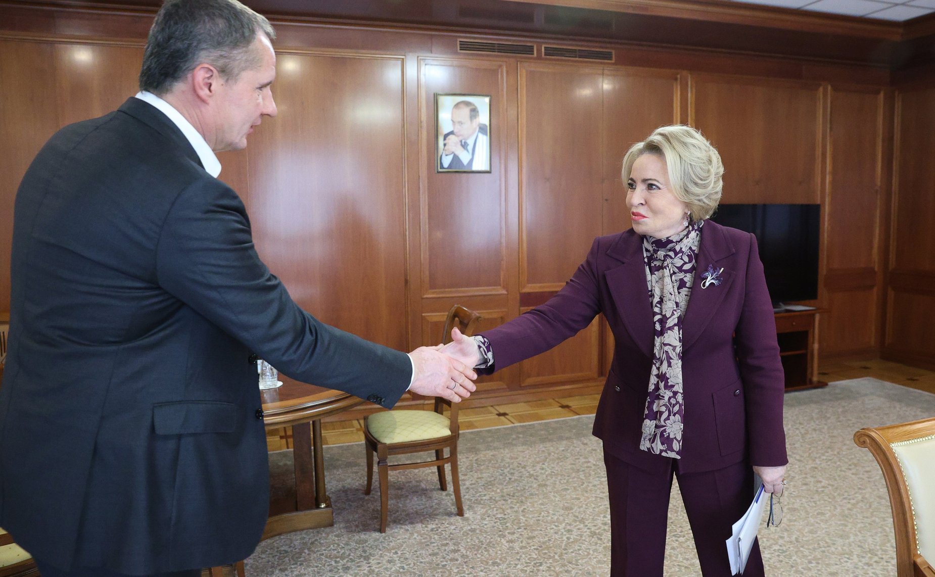 Встреча Председателя Совета Федерации Валентины Матвиенко с губернатором Белгородской области Вячеславом Гладковым