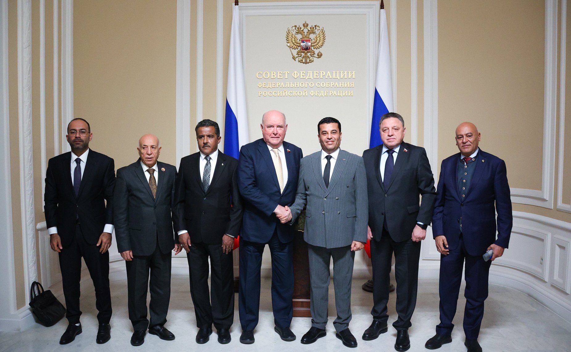 Григорий Карасин и Вячеслав Тимченко провели встречу с Председателем Комитета по сопровождению надзорных органов Палаты представителей Государства Ливия Заидом Хадией