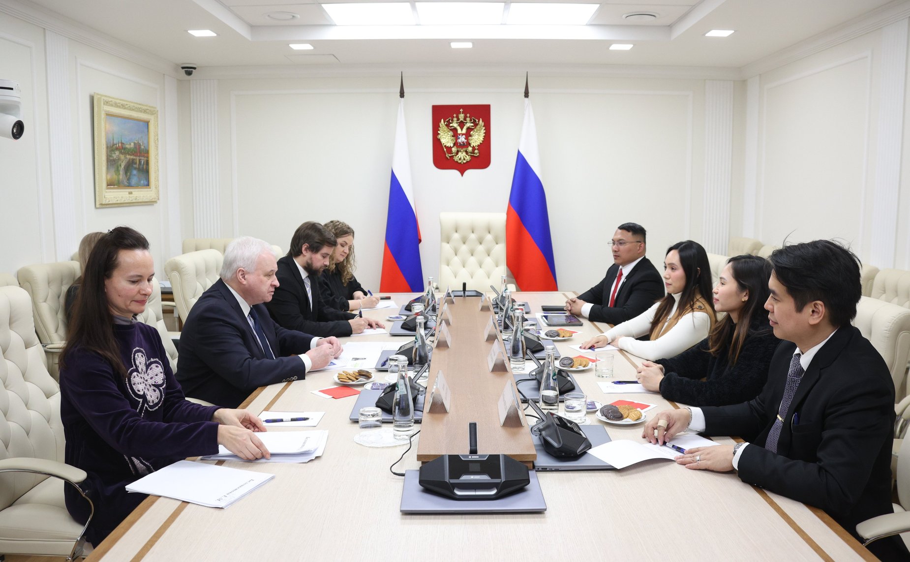 Встреча первого заместителя председателя Комитета СФ по международным делам Андрея Денисова с заместителем Председателя Комитета по обороне Конгресса Республики Филиппины Дрикси Мэй Суарес Кардемой