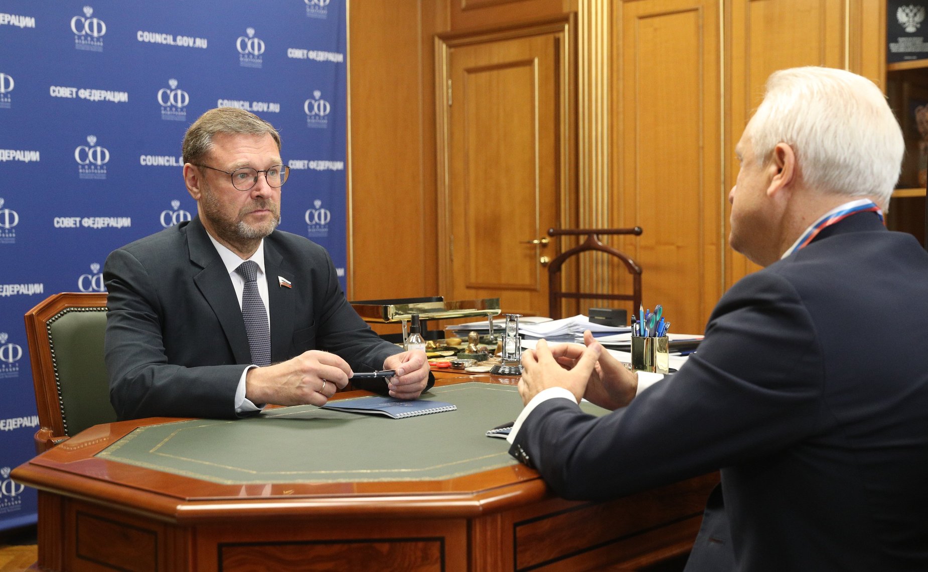 Константин Косачев встретился с председателем Комиссии Парламентского Собрания Союза Беларуси и России по вопросам внешней политики Сергеем Рачковым