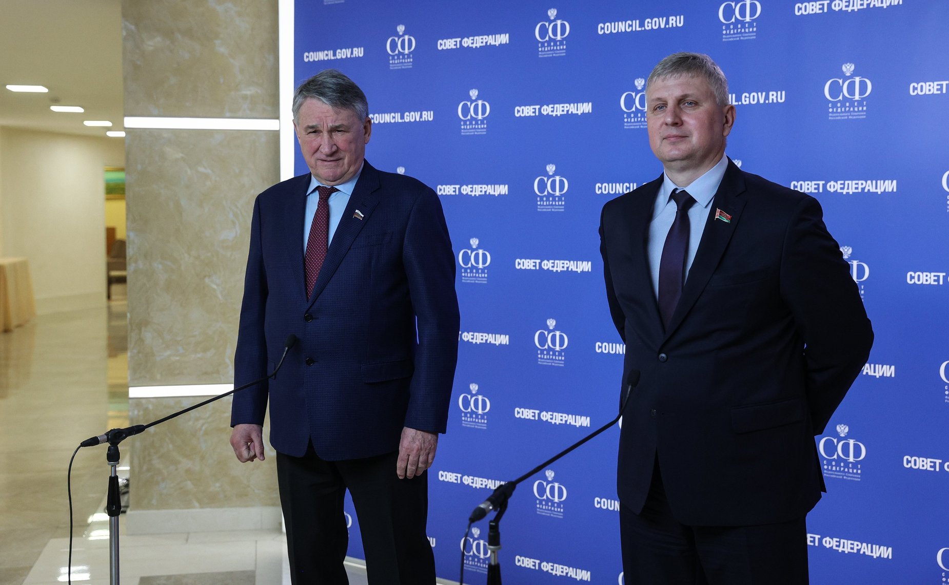 Пресс-подход по итогам совместного заседания российского и белорусского организационных комитетов X Форума регионов России и Беларуси