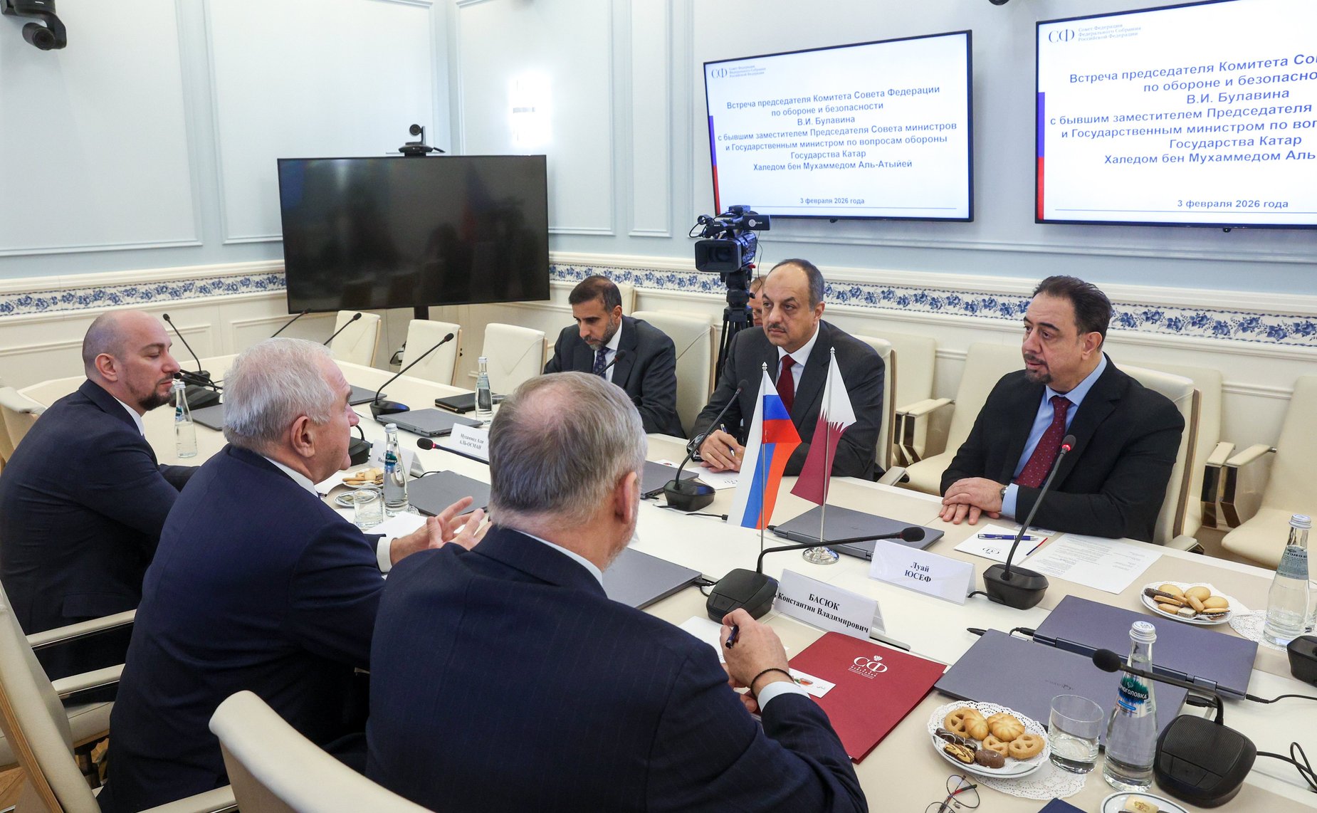 Встреча Владимира Булавина с бывшим заместителем Председателя Совета министров и Государственным министром по вопросам обороны Государства Катар Халедом бен Мухаммедом Аль-Атыйей