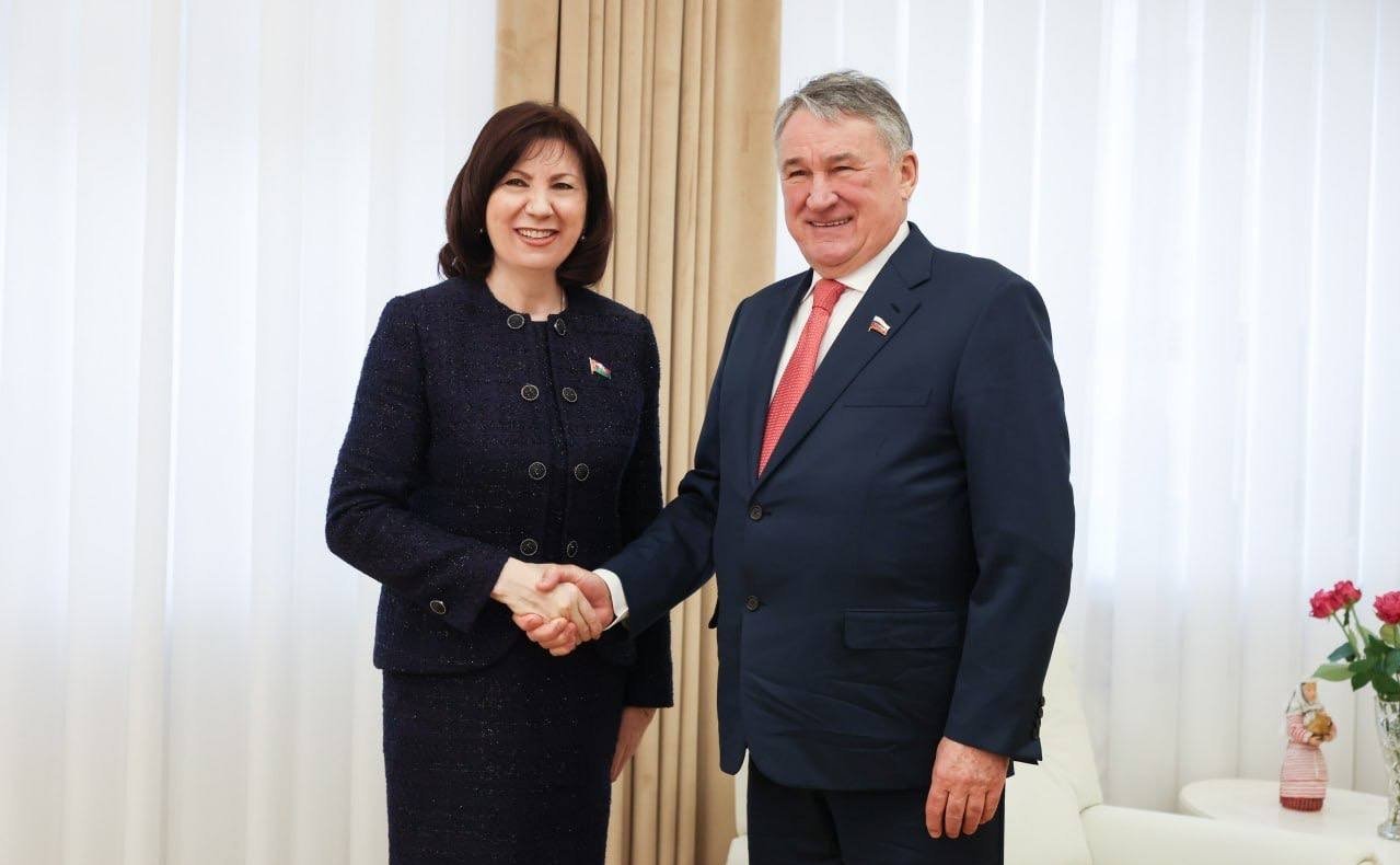 Встреча заместителя Председателя Совета Федерации Юрия Воробьева и Председателя Совета Республики Национального собрания Республики Беларусь Натальи Кочановой