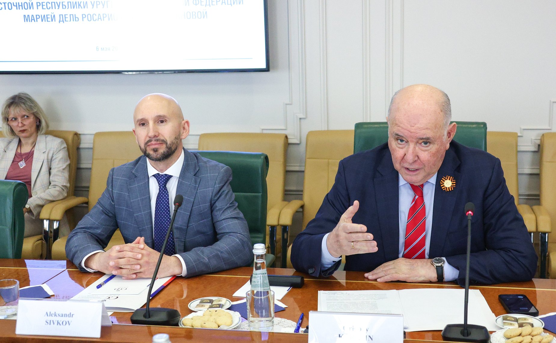 Встреча председателя Комитета Совета Федерации по международным делам Григория Карасина с Чрезвычайным и Полномочным Послом Восточной Республики Уругвай в Российской Федерации Марией Дель Росарио Портель Касановой