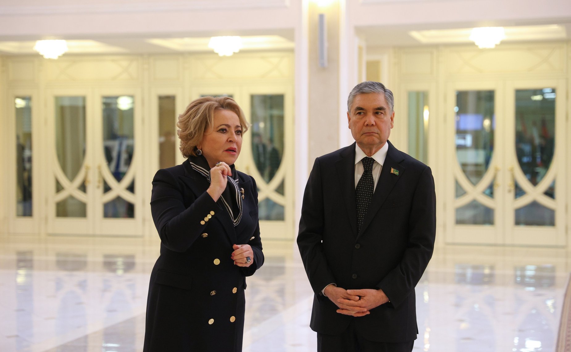 Встреча Председателя Совета Федерации Валентины Матвиенко и Председателя Халк Маслахаты (верхней палаты) Милли Генгеша (парламента) Туркменистана Гурбангулы Бердымухамедова