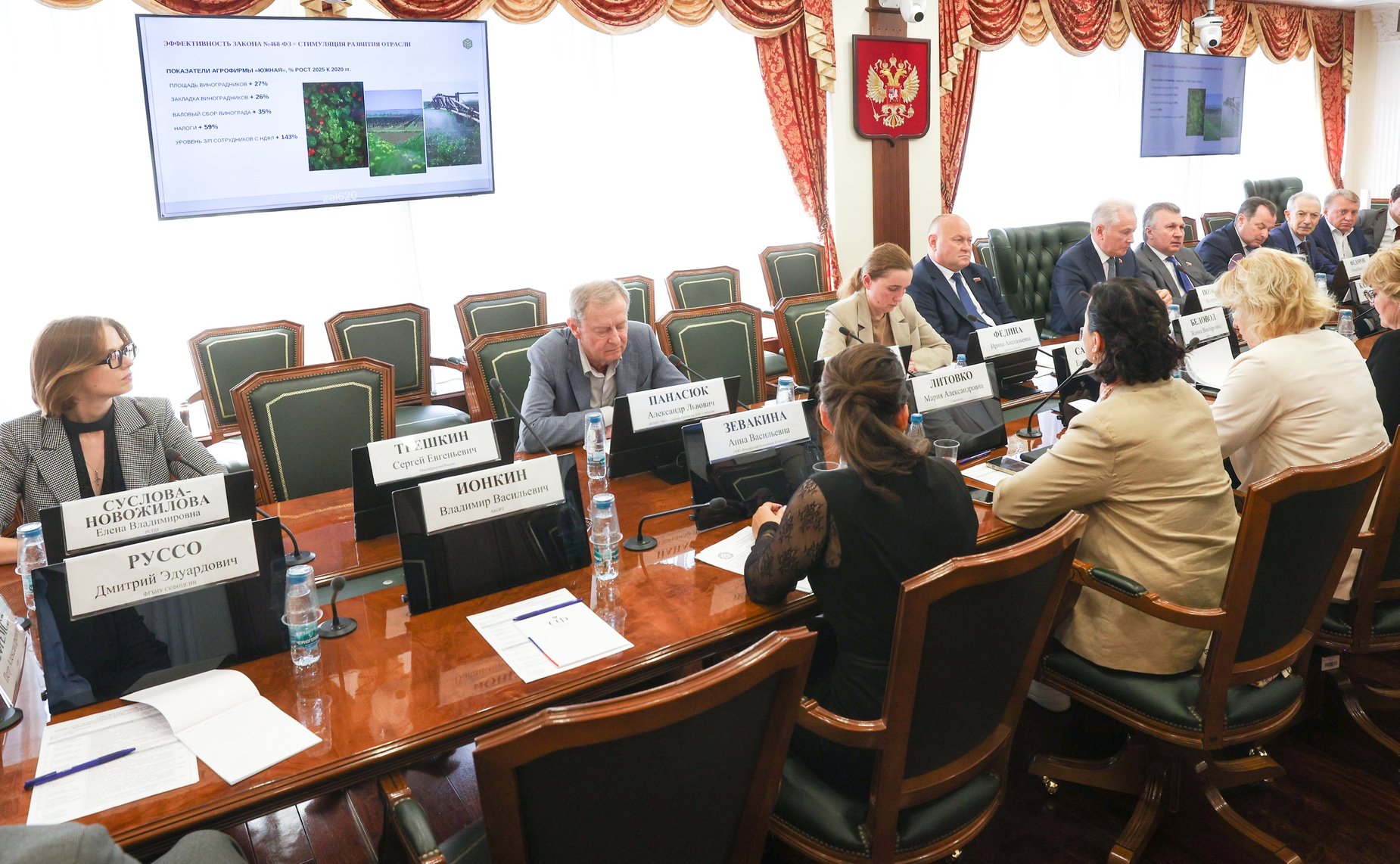 Круглый стол Комитета СФ по экономической политике совместно с Комитетом СФ по аграрно-продовольственной политике и природопользованию «Совершенствование механизмов поддержки развития виноградарства и виноделия в Российской Федерации»