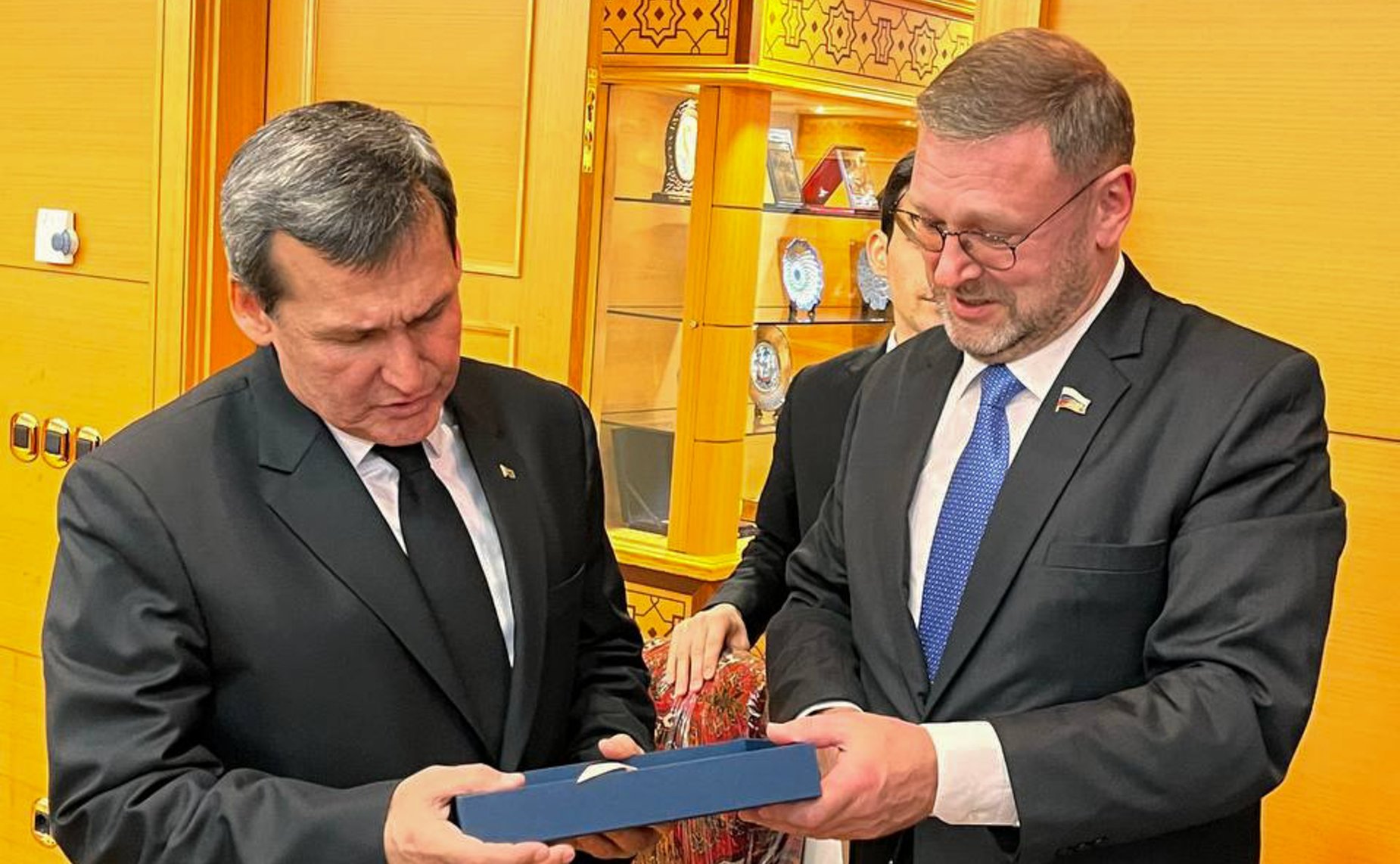 Встреча Константина Косачева с заместителем Председателя Кабинета Министров, Министром иностранных дел Туркменистана, сопредседателем Межправительственной Российско-Туркменской комиссии по экономическому сотрудничеству Рашидом Мередовым