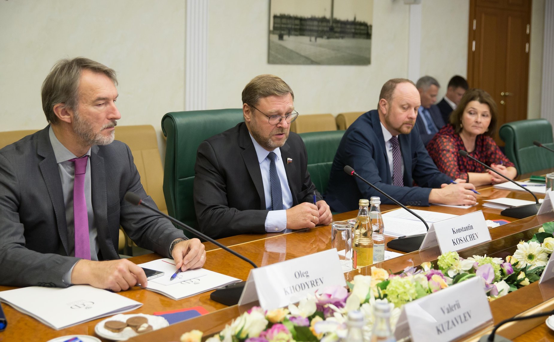 Встреча Константина Косачева с заместителем председателя Социал-демократической партии Германии, председателем фракции СДПГ в Ландтаге федеральной земли Шлезвиг-Гольштейн Ральфом Штегнером