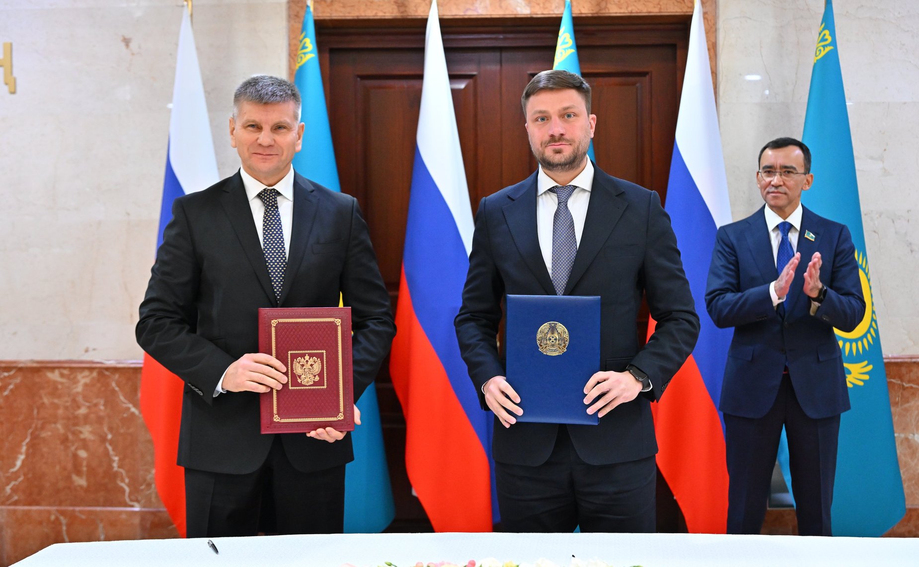 Церемония подписания Плана практических мероприятий («дорожной карты») по развитию межпарламентского сотрудничества между Сенатом Парламента Республики Казахстан и Советом Федерации на 2025–2027 гг