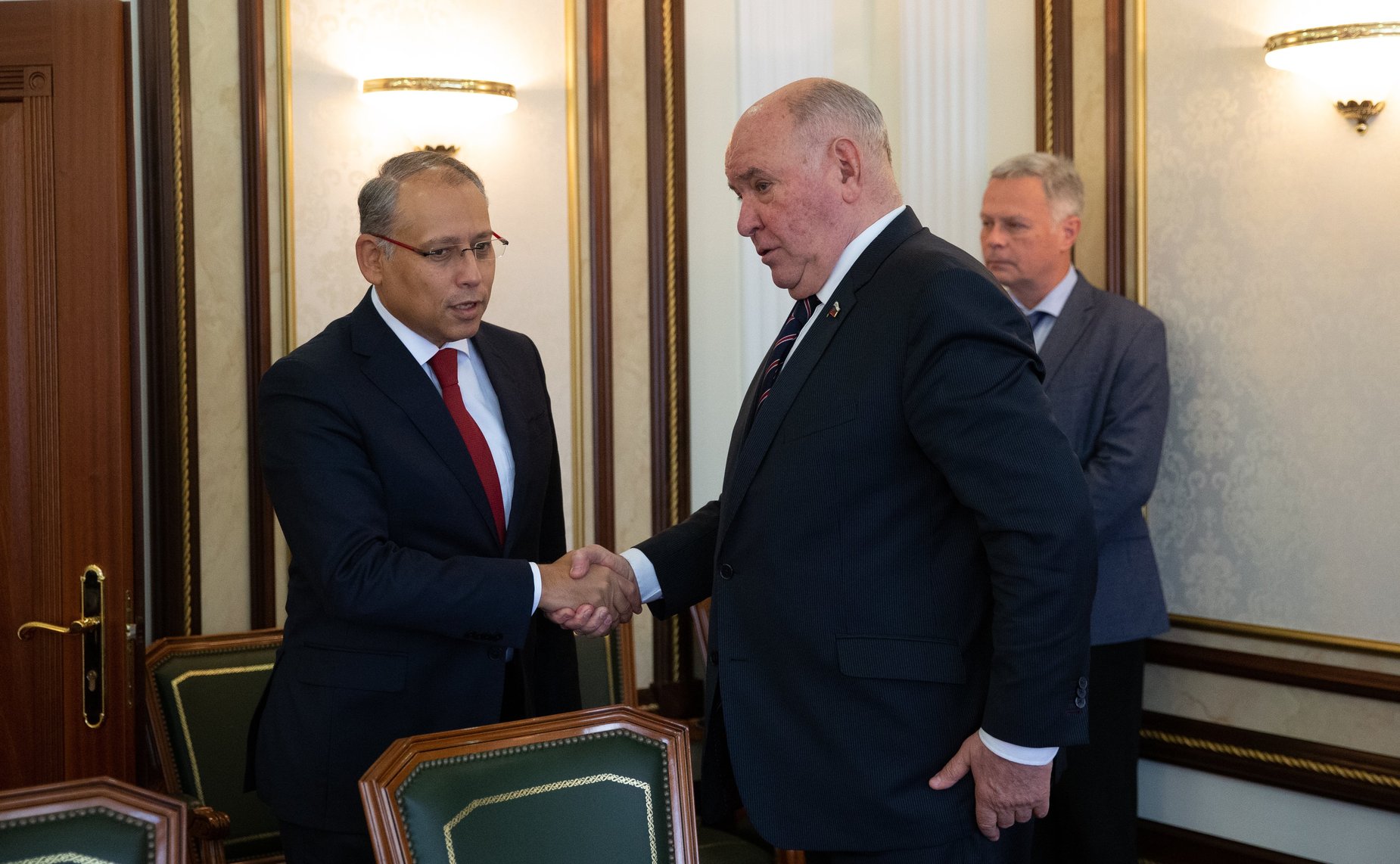 Встреча председателя Комитета Совета Федерации по международным делам Григория Карасина с Послом Египта в России Назихом Нагари