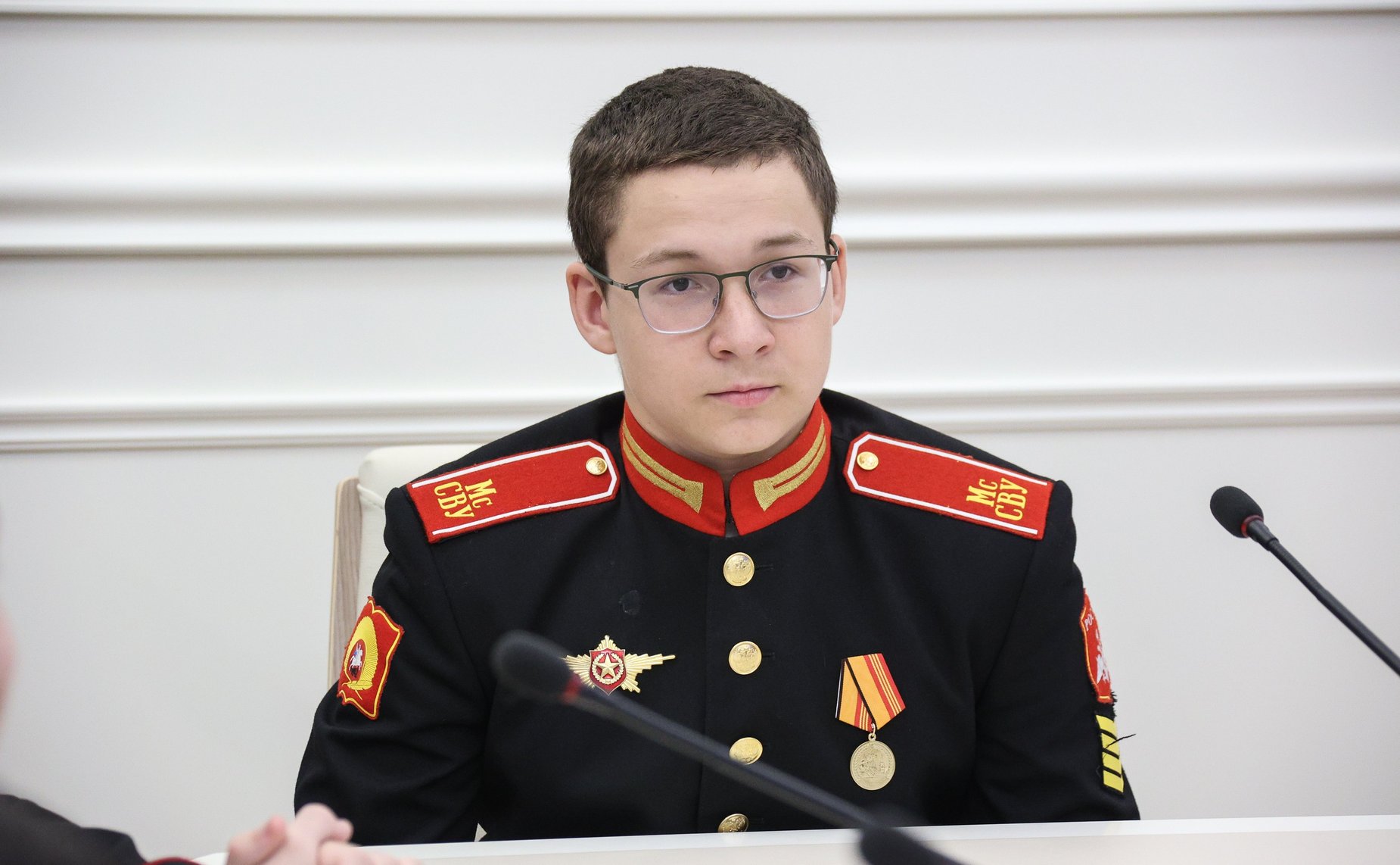 Встреча заместителя Председателя СФ Константина Косачева с воспитанниками Московского суворовского военного училища — участниками Парада Победы на Красной площади 2024 года