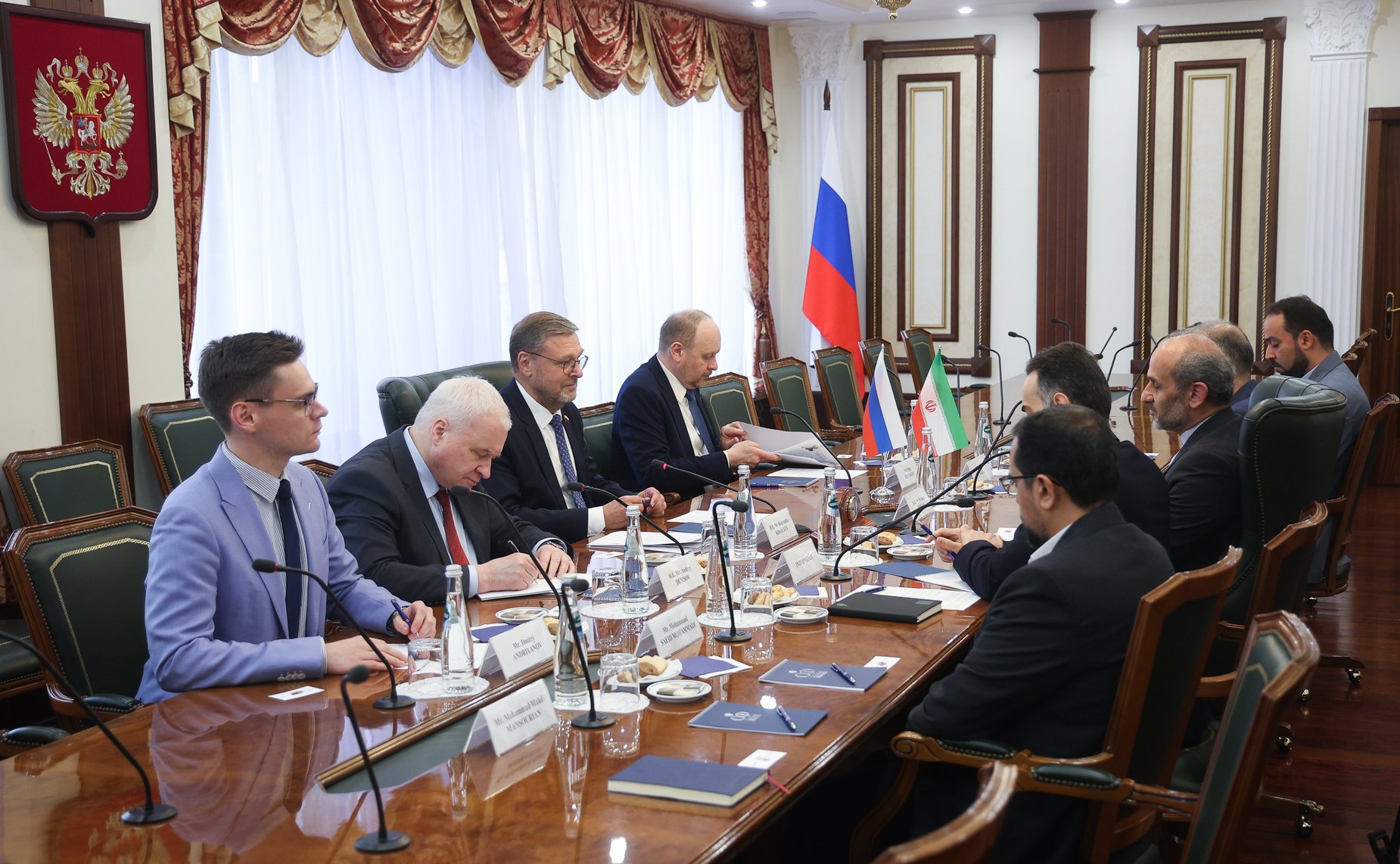 Встреча заместителя Председателя Совета Федерации Константина Косачева с руководителем Организации Гостелерадио Исламской Республики Иран Пейманом Джебели