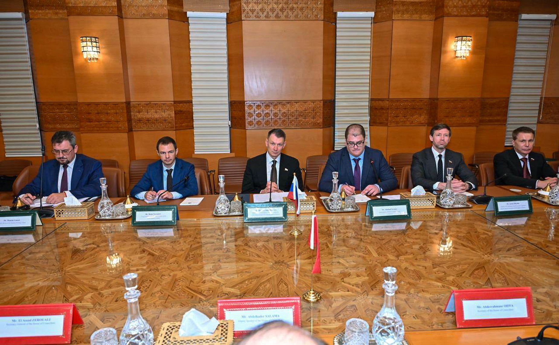 Участие делегации Совета Федерации в заседании группы по сотрудничеству Совета Федерации с Палатой советников Королевства Марокко. Встреча с первым заместителем Председателя Палаты советников Королевства Марокко Абделькадерсом Саламой