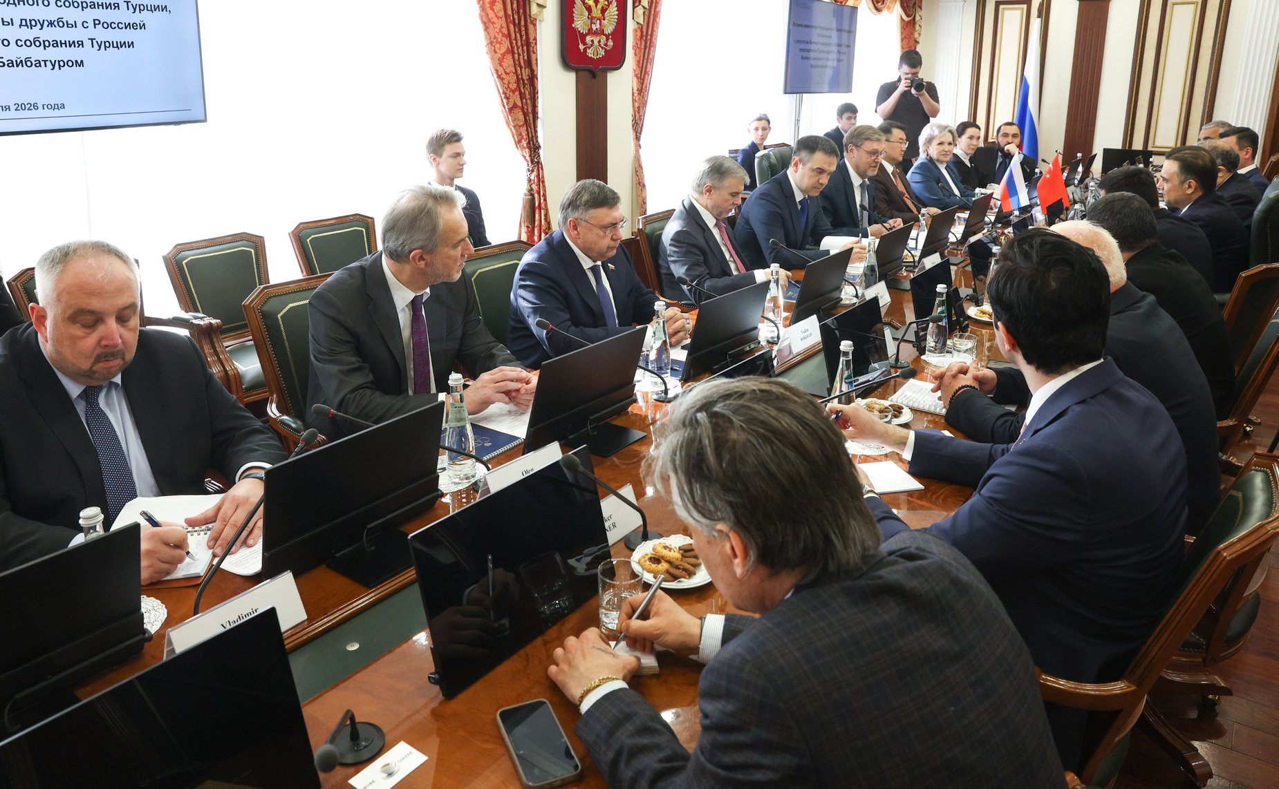 Встреча сенаторов РФ с депутатом Великого национального собрания Турции, председателем группы дружбы с Россией Великого национального собрания Турции Муратом Байбатуром