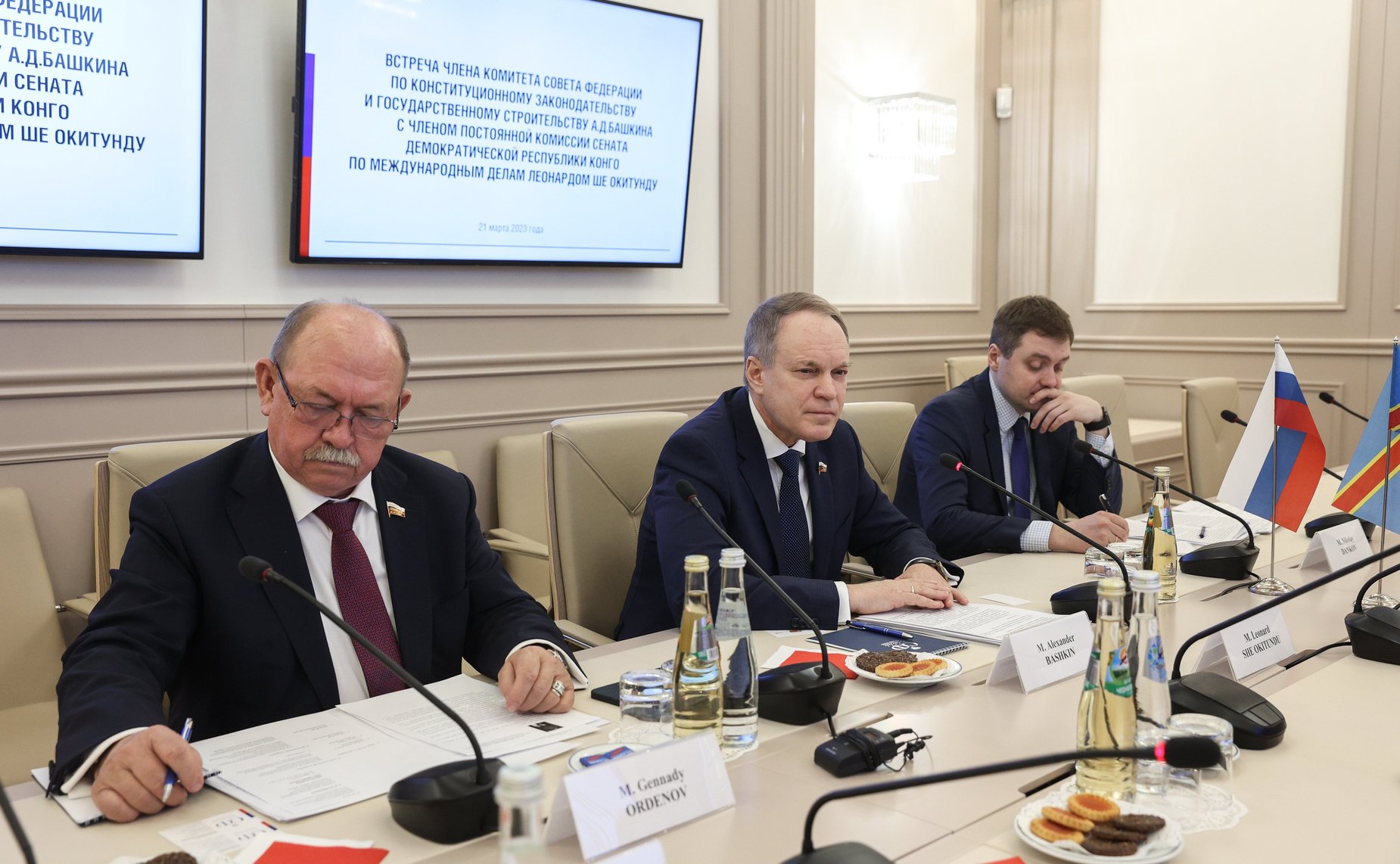 Встреча члена Комитета СФ по конституционному законодательству и государственному строительству Александра Башкина с членом постоянной Комиссии Сената Демократической Республики Конго по международным делам