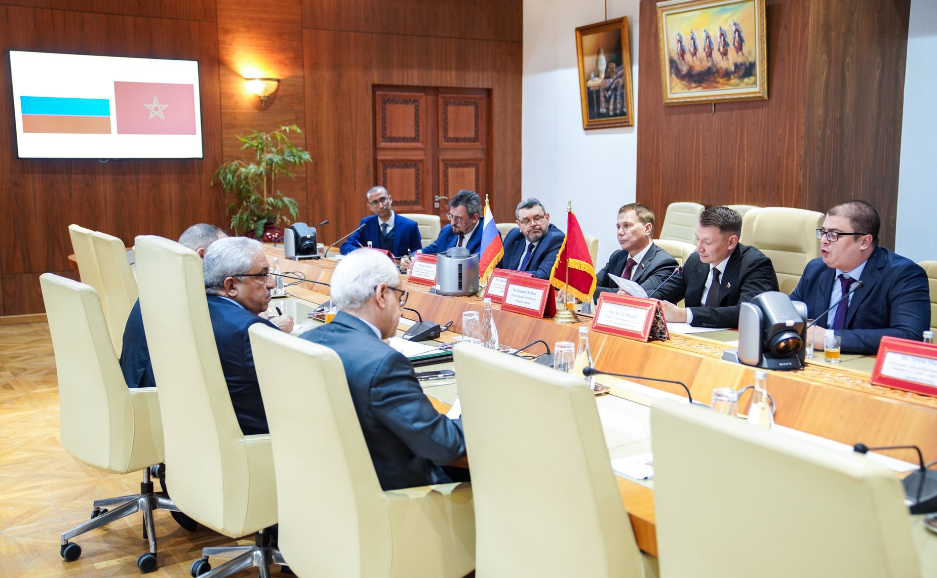 Участие делегации Совета Федерации в заседании группы по сотрудничеству Совета Федерации с Палатой советников Королевства Марокко. Встреча с первым заместителем Председателя Палаты представителей Королевства Марокко Мохамедом Саббари