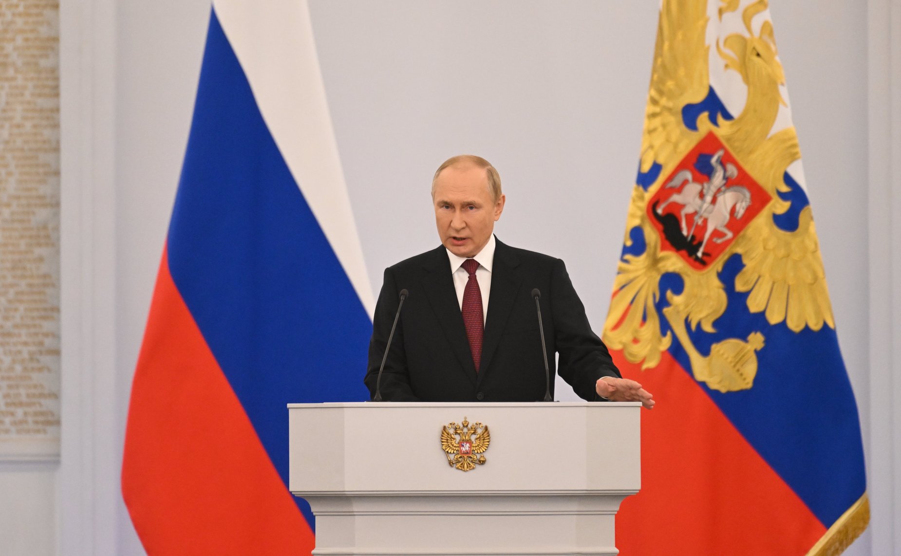 Выступление Президента России Владимира Путина на церемонии подписания договоров о принятии ДНР, ЛНР, Запорожской и Херсонской областей в состав России