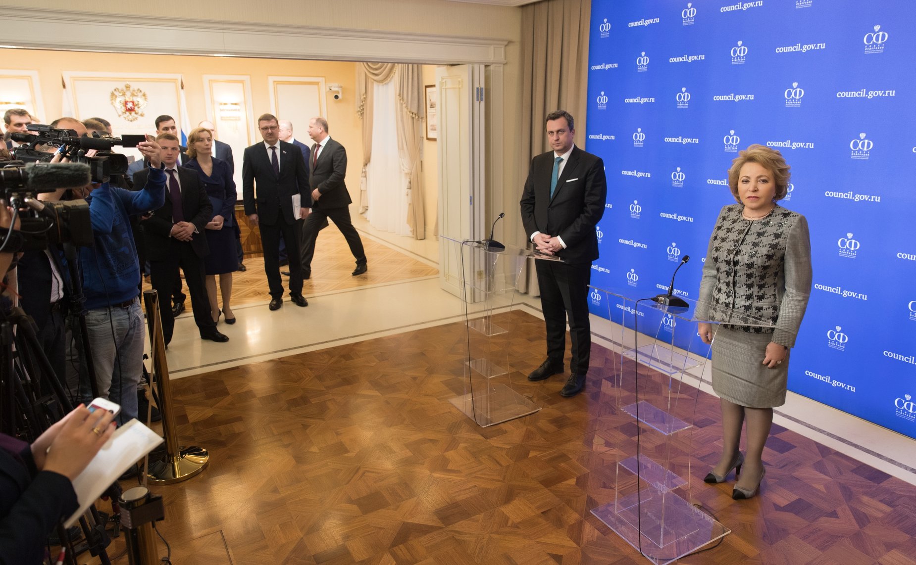 Брифинг Председателя СФ В. Матвиенко и Председателя Национального совета Словакии А. Данко