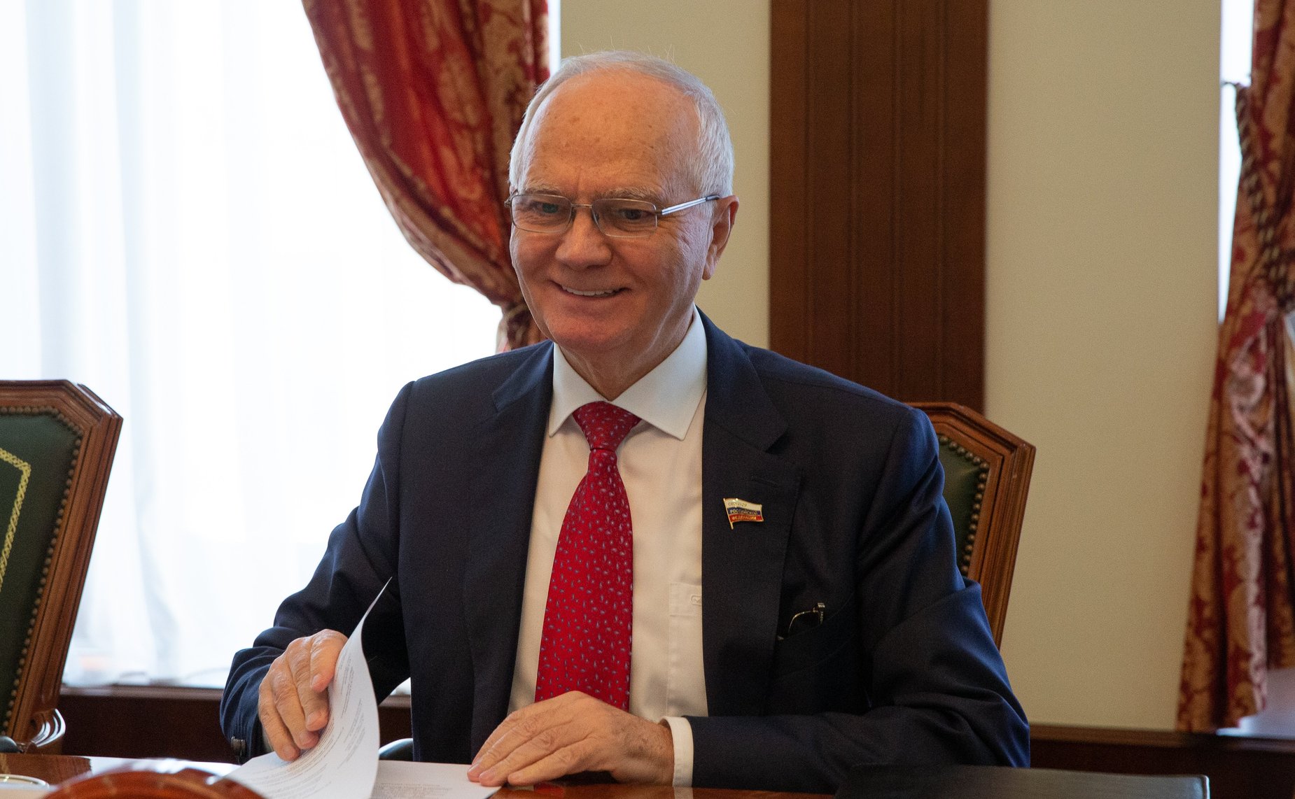 Встреча заместителя председателя Комитета СФ по международным делам Фарита Мухаметшина с Послом ЛНР в Российской Федерации Р. Мирошником