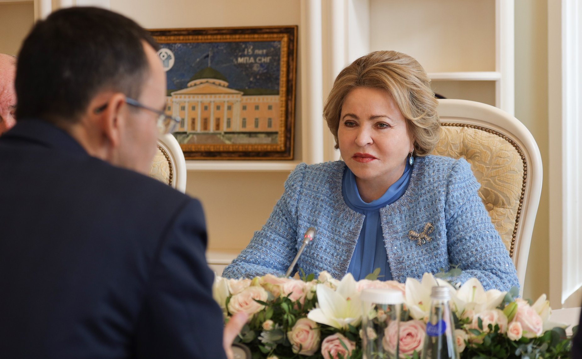 Встреча Председателя Совета МПА СНГ, Председателя СФ Валентины Матвиенко с Председателем Сената Парламента Республики Казахстан Мауленом Ашимбаевым