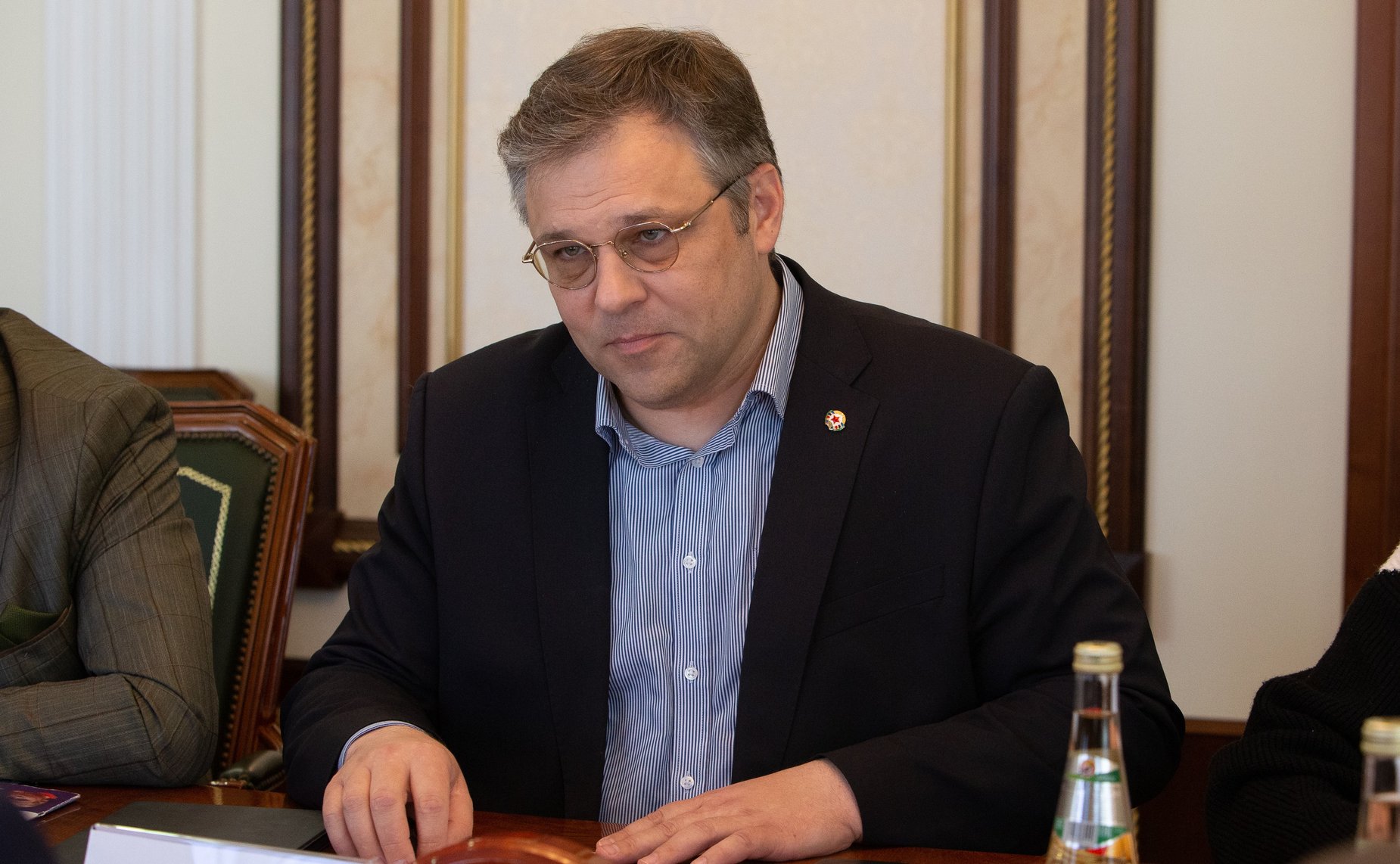 Встреча заместителя председателя Комитета СФ по международным делам Фарита Мухаметшина с Послом ЛНР в Российской Федерации Р. Мирошником