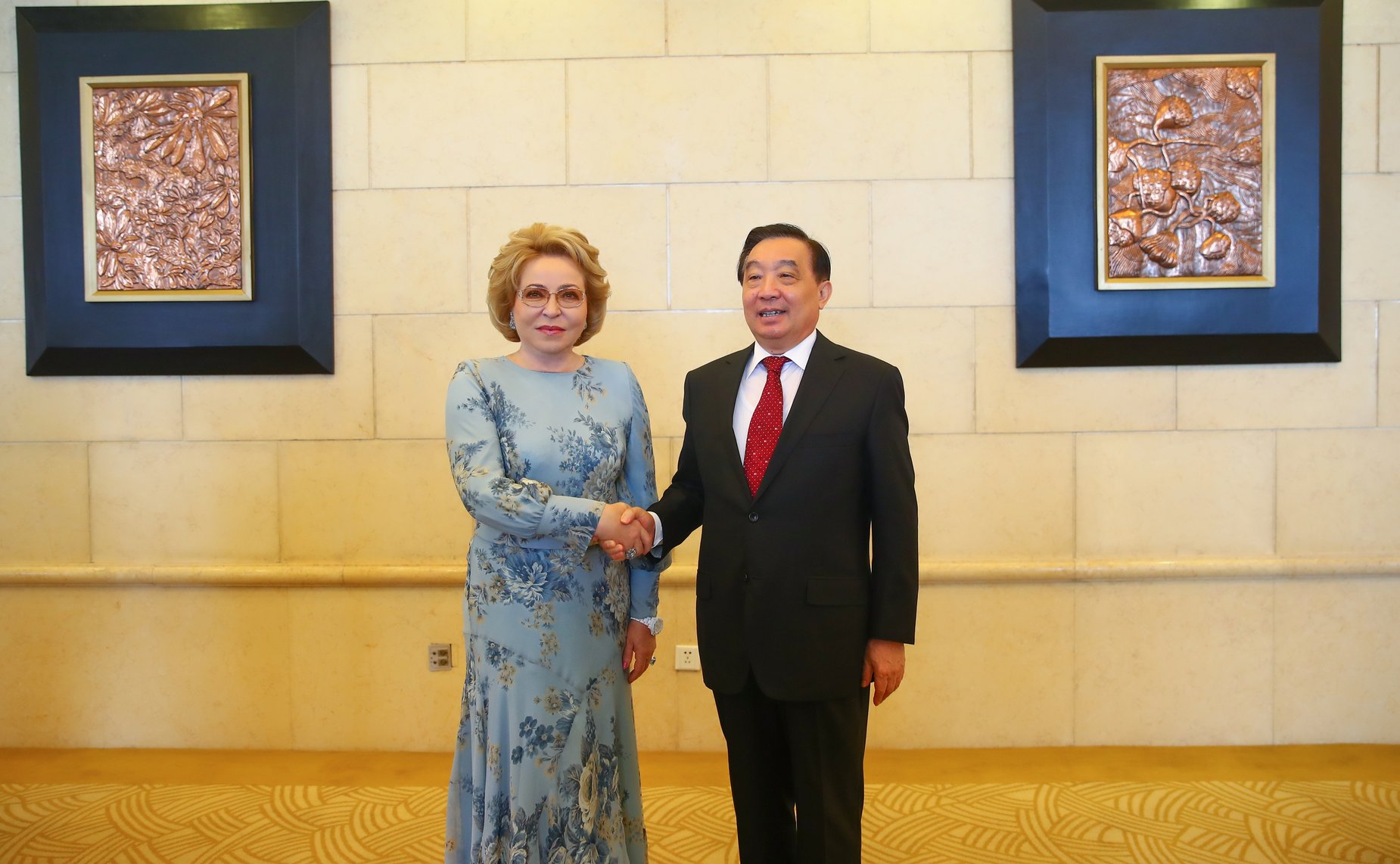 Встреча Председателя СФ Валентины Матвиенко с членом Политбюро ЦК КПК, заместителем Председателя Постоянного комитета ВСНП КНР Ван Чэнем