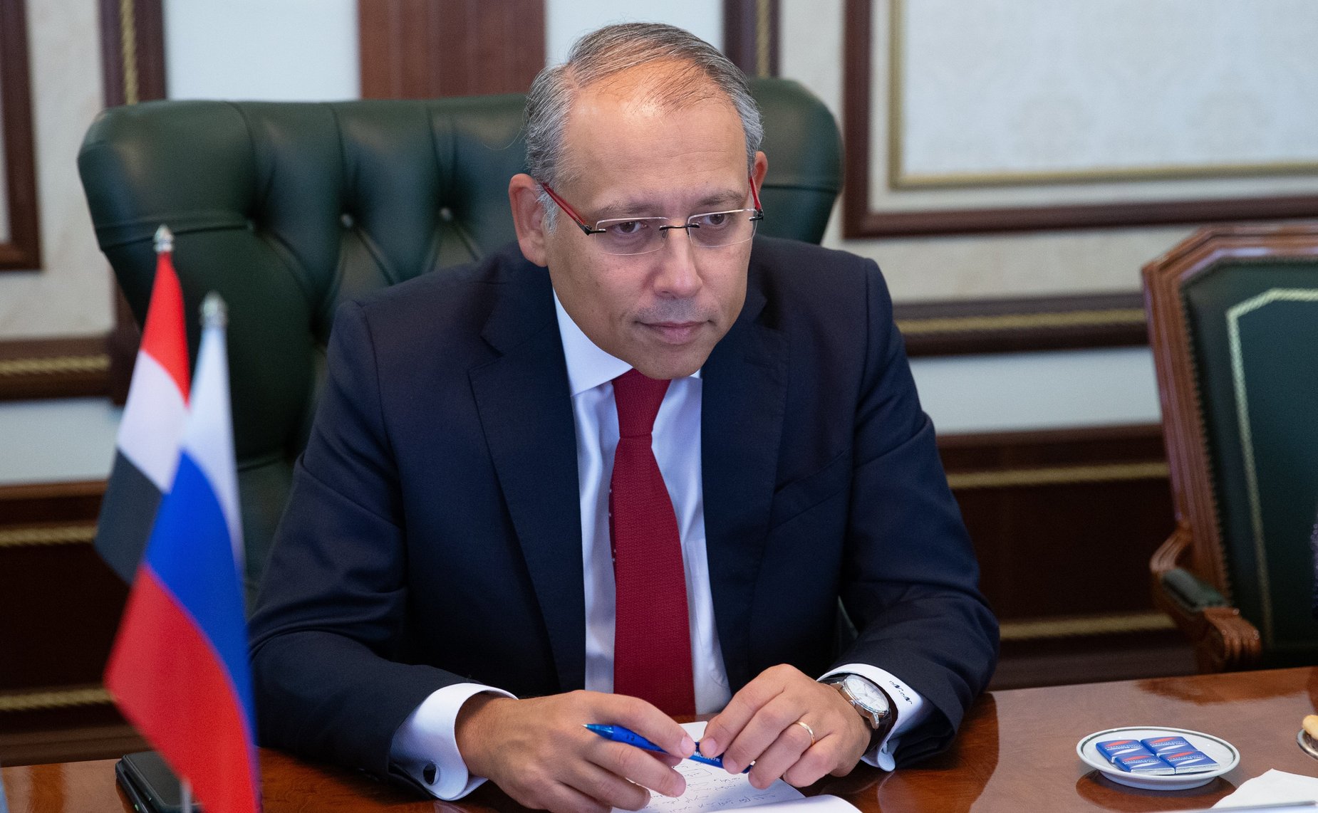 Встреча председателя Комитета Совета Федерации по международным делам Григория Карасина с Послом Египта в России Назихом Нагари