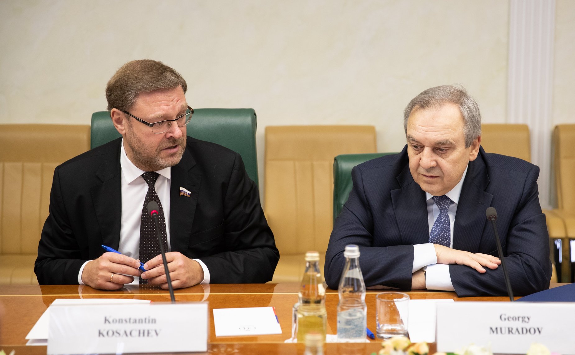 Встреча К. Косачева с Почетным председателем форума «Кран-Монтана» Ж.-П. Картероном