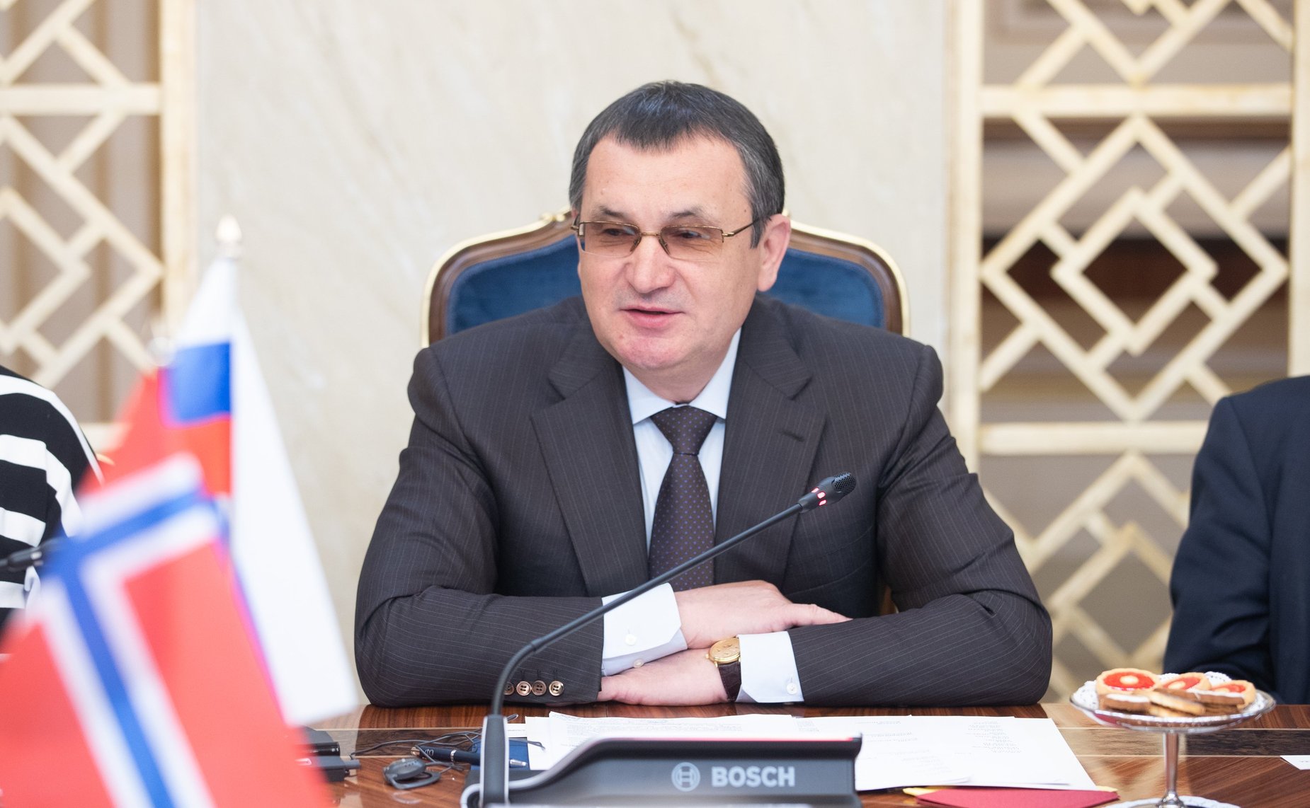 Первый заместитель Председателя Совета Федерации Николай Федоров на встрече с делегацией Норвегии, 2018