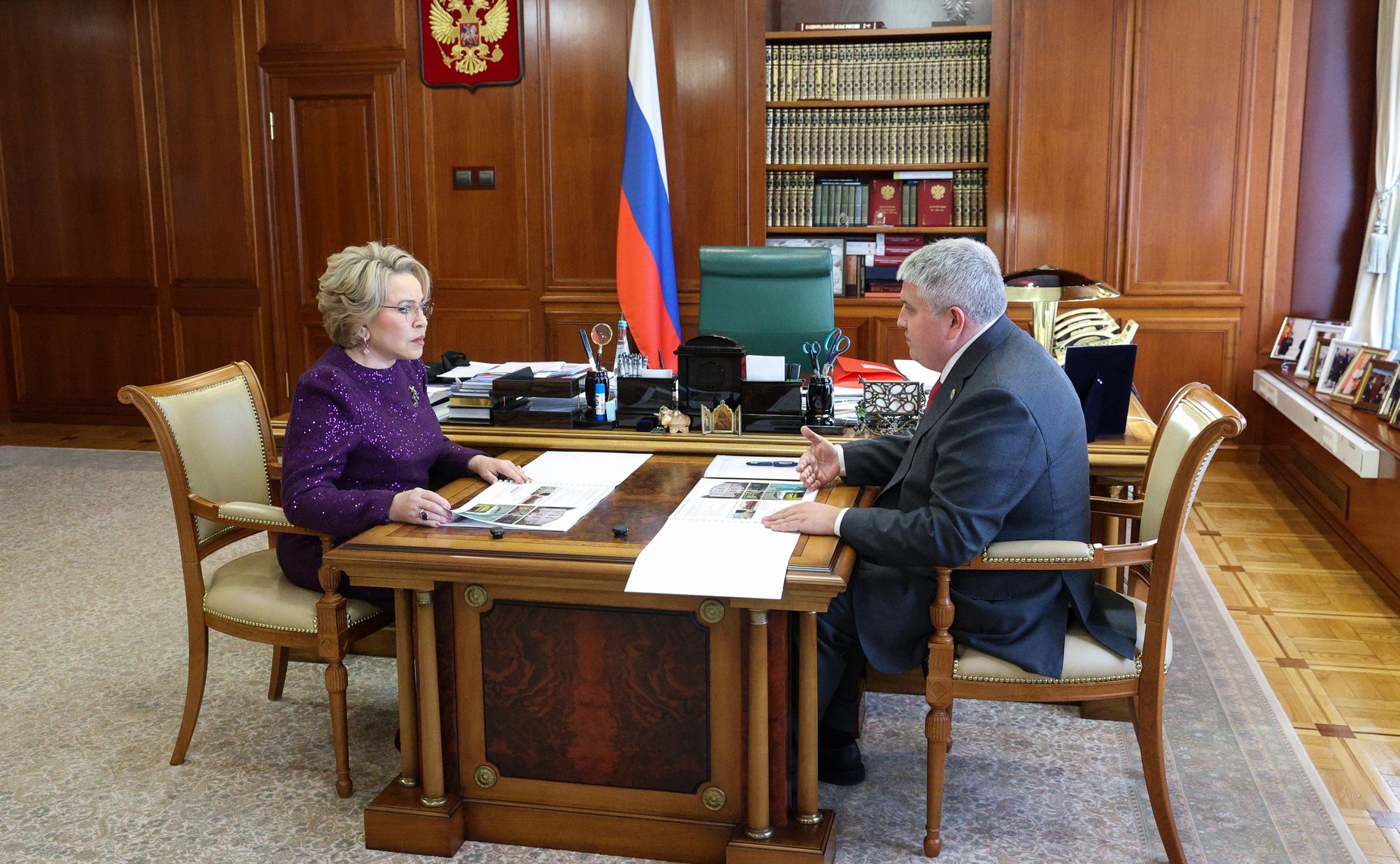 Встреча Председателя Совета Федерации Валентины Матвиенко с губернатором губернатором Новгородской области Александром Дроновым
