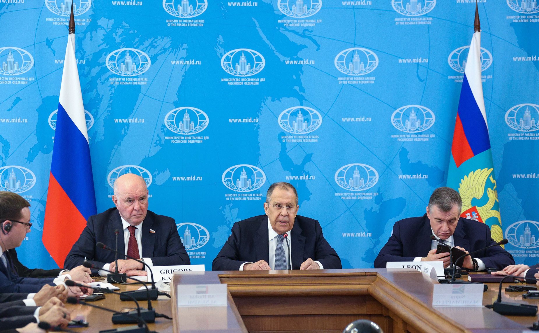 Встреча председателей комитетов по международным делам парламентов (палат парламентов) стран БРИКС с Министром иностранных дел Российской Федерации Сергеем Лавровым