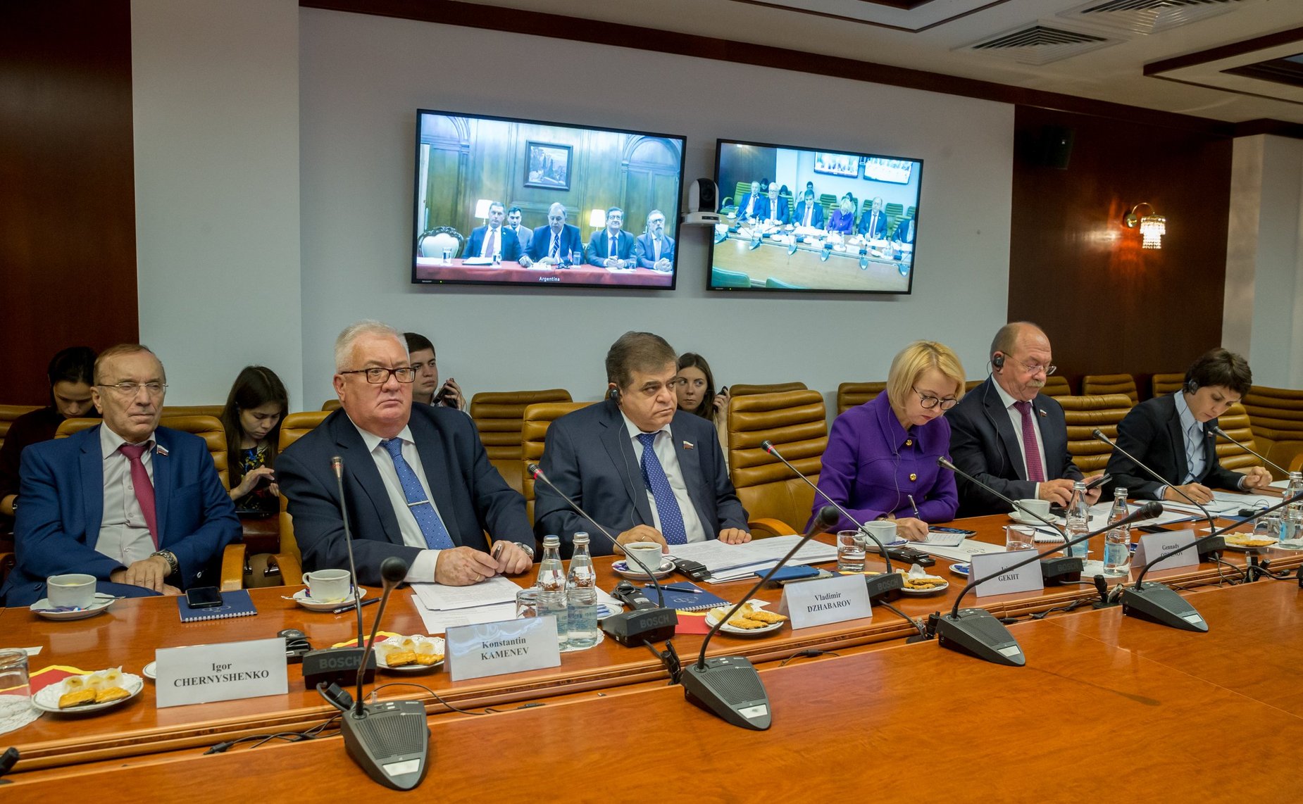 Видеоконференция между членами группы по сотрудничеству Совета Федерации и Сената Национального конгресса Аргентинской Республики
