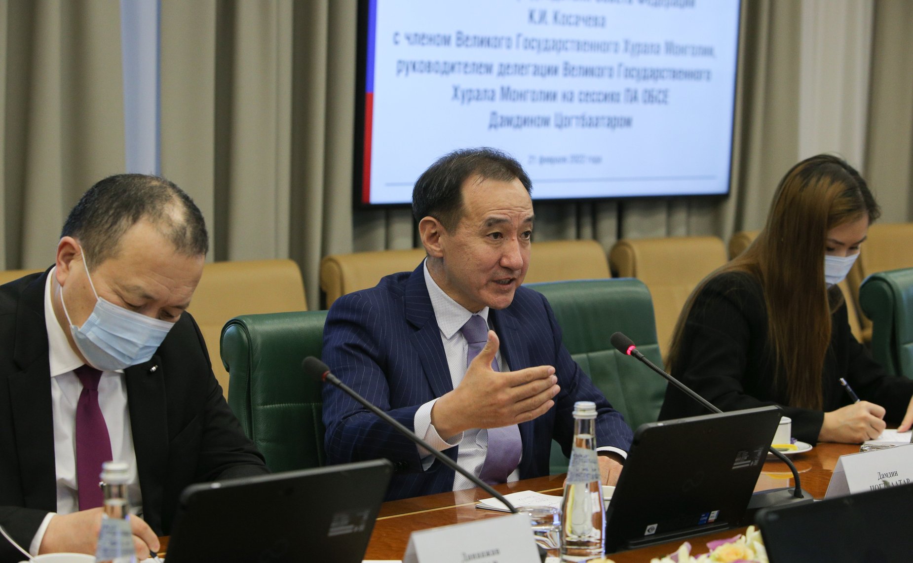 Встреча заместителя Председателя СФ Константина Косачева с членом Великого Государственного Хурала Монголии, руководителем делегации Великого Государственного Хурала Монголии на сессиях ПА ОБСЕ