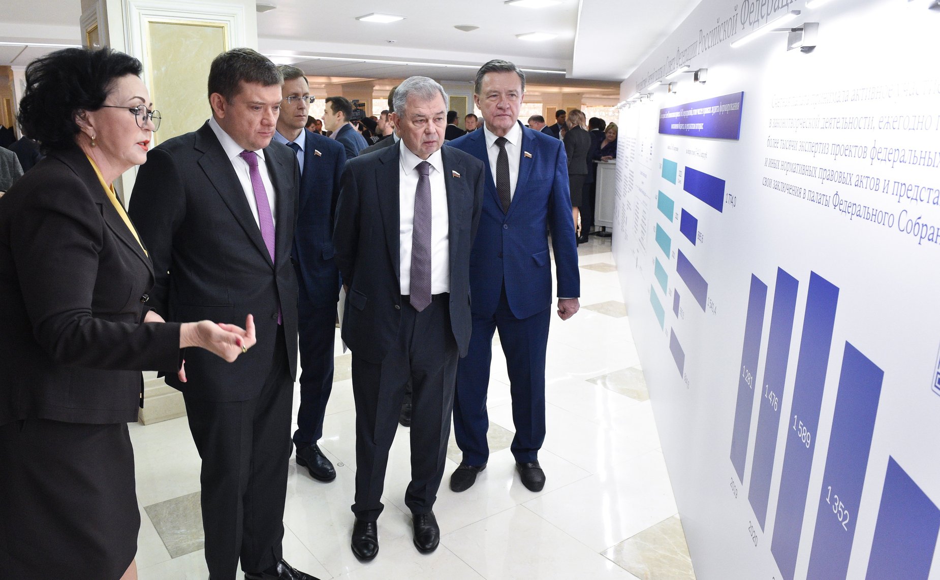 Открытие в Совете Федерации выставки, организованной Счетной палатой РФ, посвященной 30-летию российского парламентаризма и развитию парламентского контроля