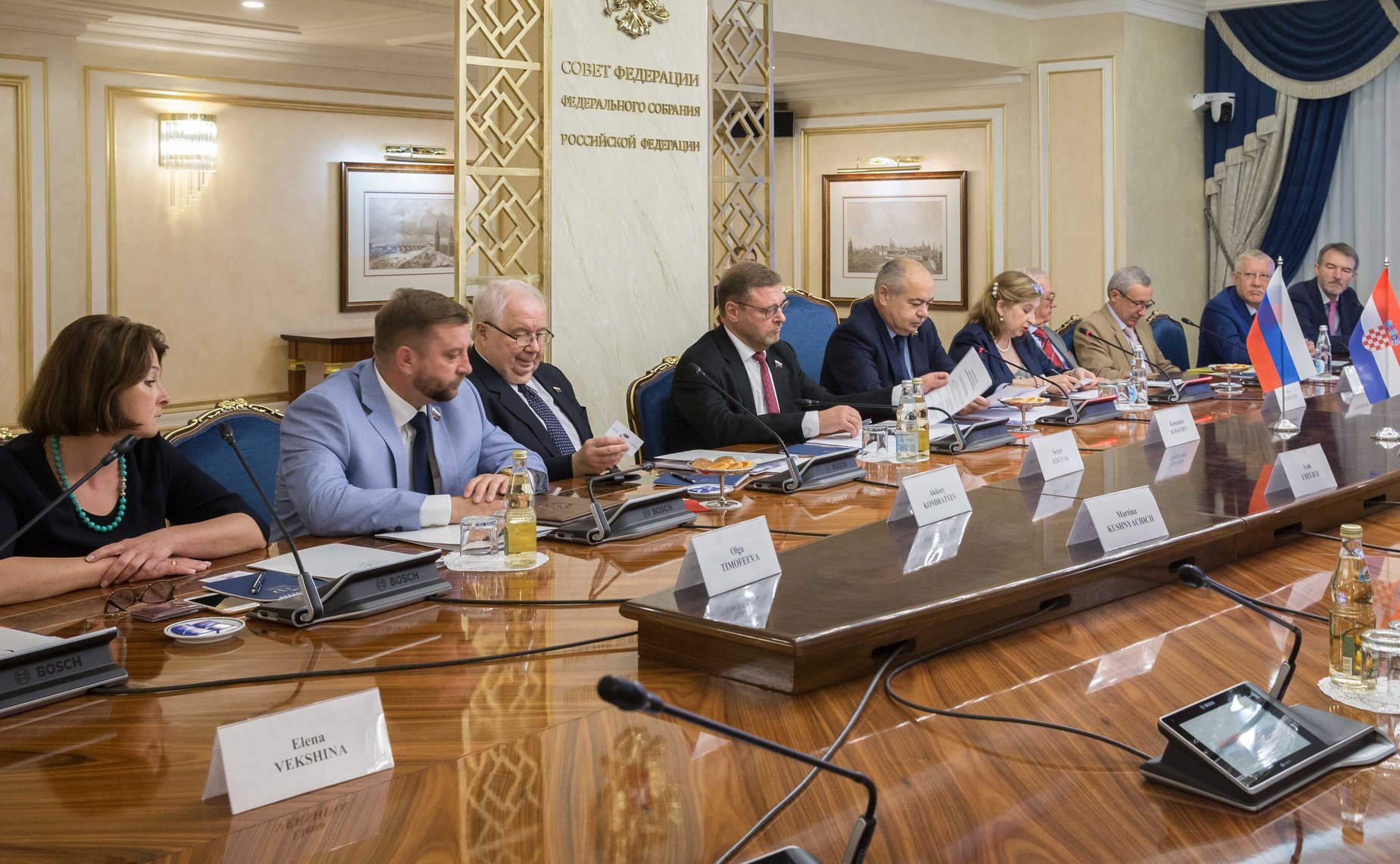 Встреча Ильяса Умаханова и Константина Косачева с делегацией Комитета Хорватского сабора по внешней политике во главе с председателем Комитета Миро Ковачем