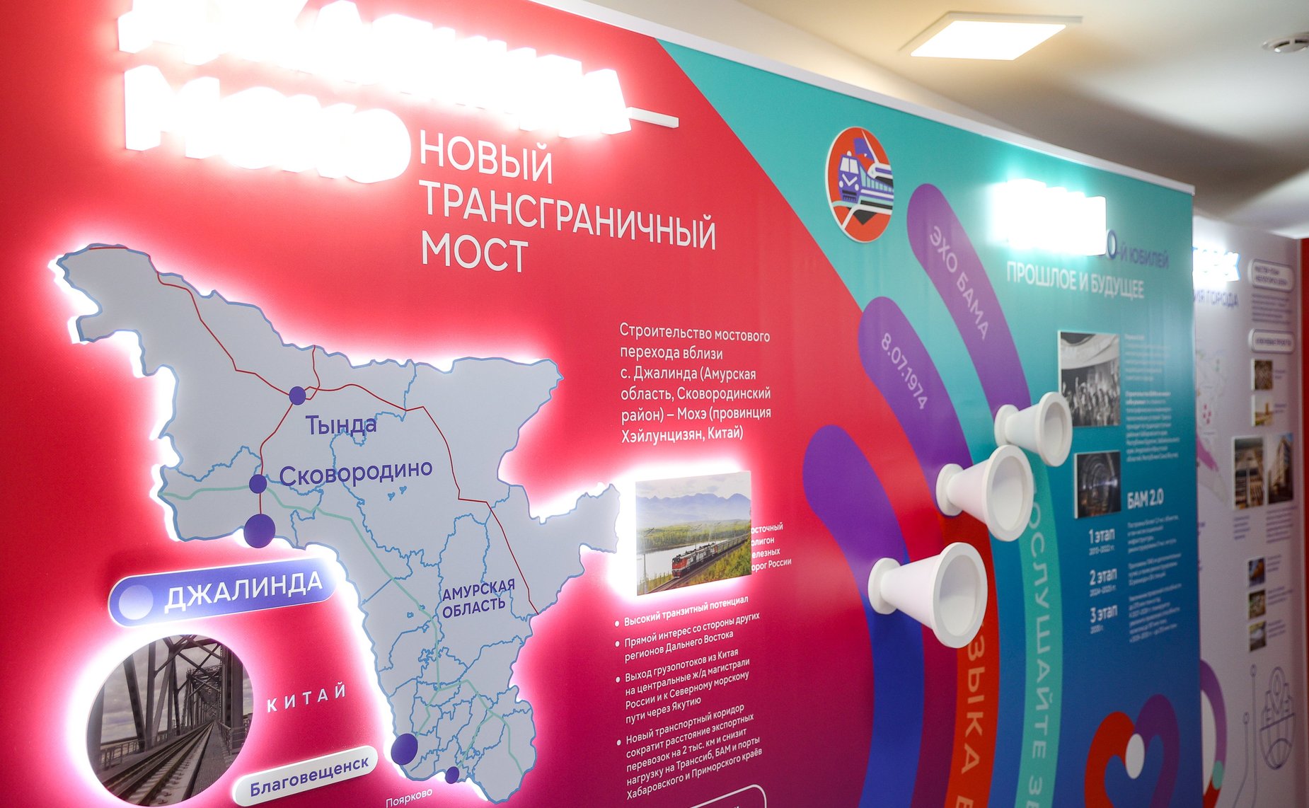 Валентина Матвиенко и Василий Орлов осмотрели выставку, посвященную истории и перспективным направлениям развития Амурской области