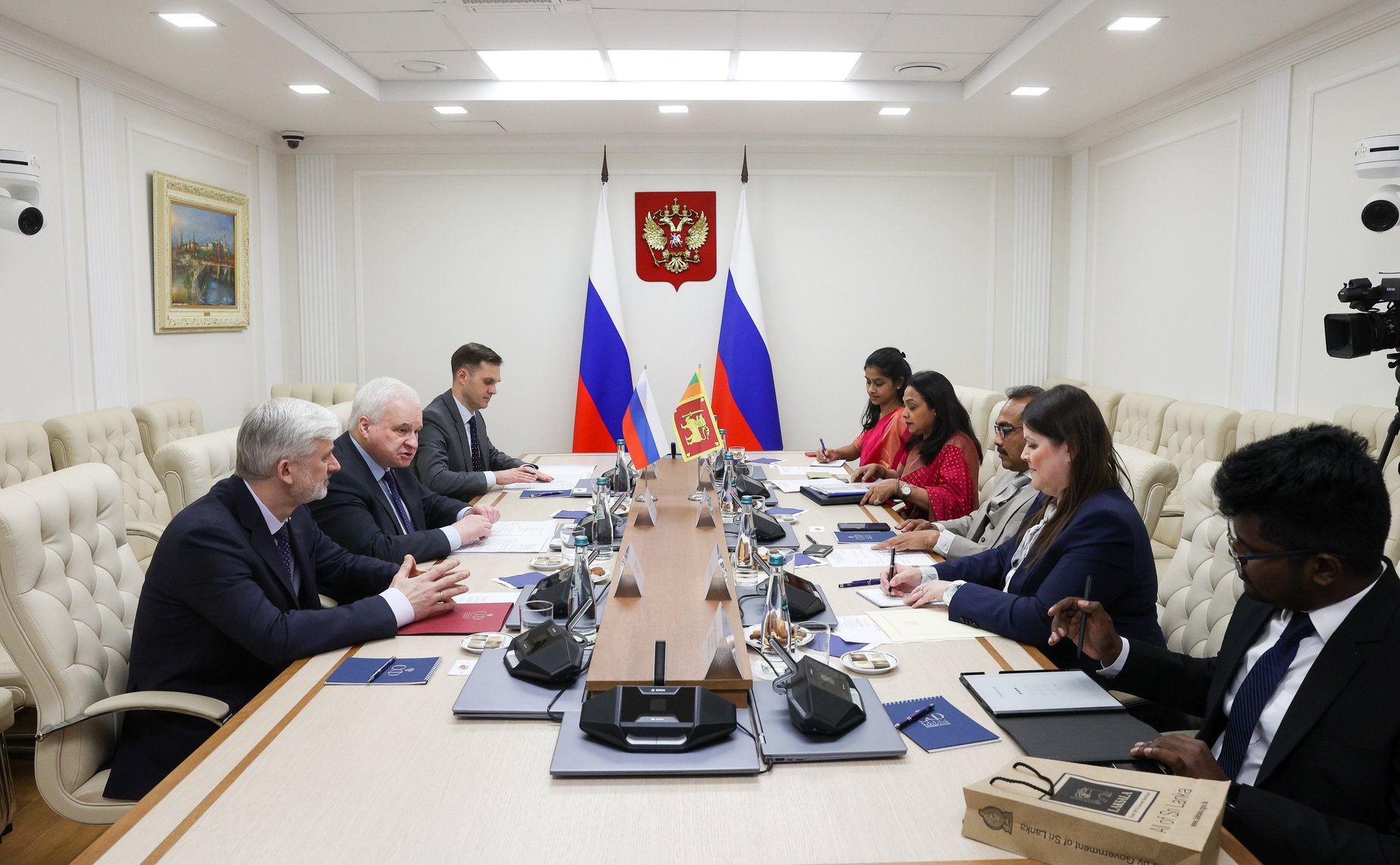 Встреча первого заместителя председателя Комитета СФ по международным делам Андрея Денисова с Министром транспорта, городского развития и по вопросам автомагистралей Шри-Ланки Бималом Нирошаном Ратнаяке Виракуном