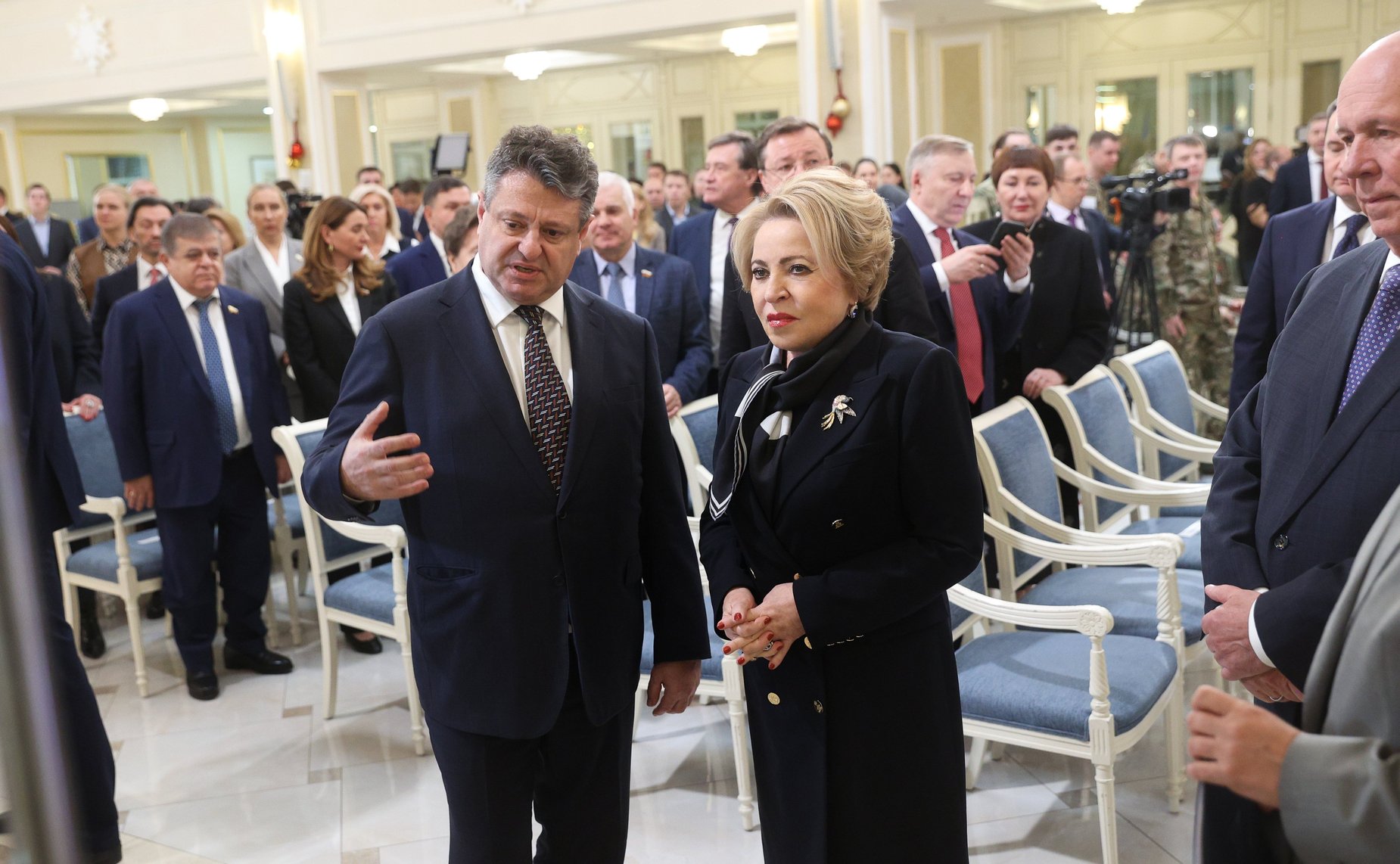 Валентина Матвиенко, Анна Цивилева и Сергей Чемезов пообщались с участниками специальной военной операции