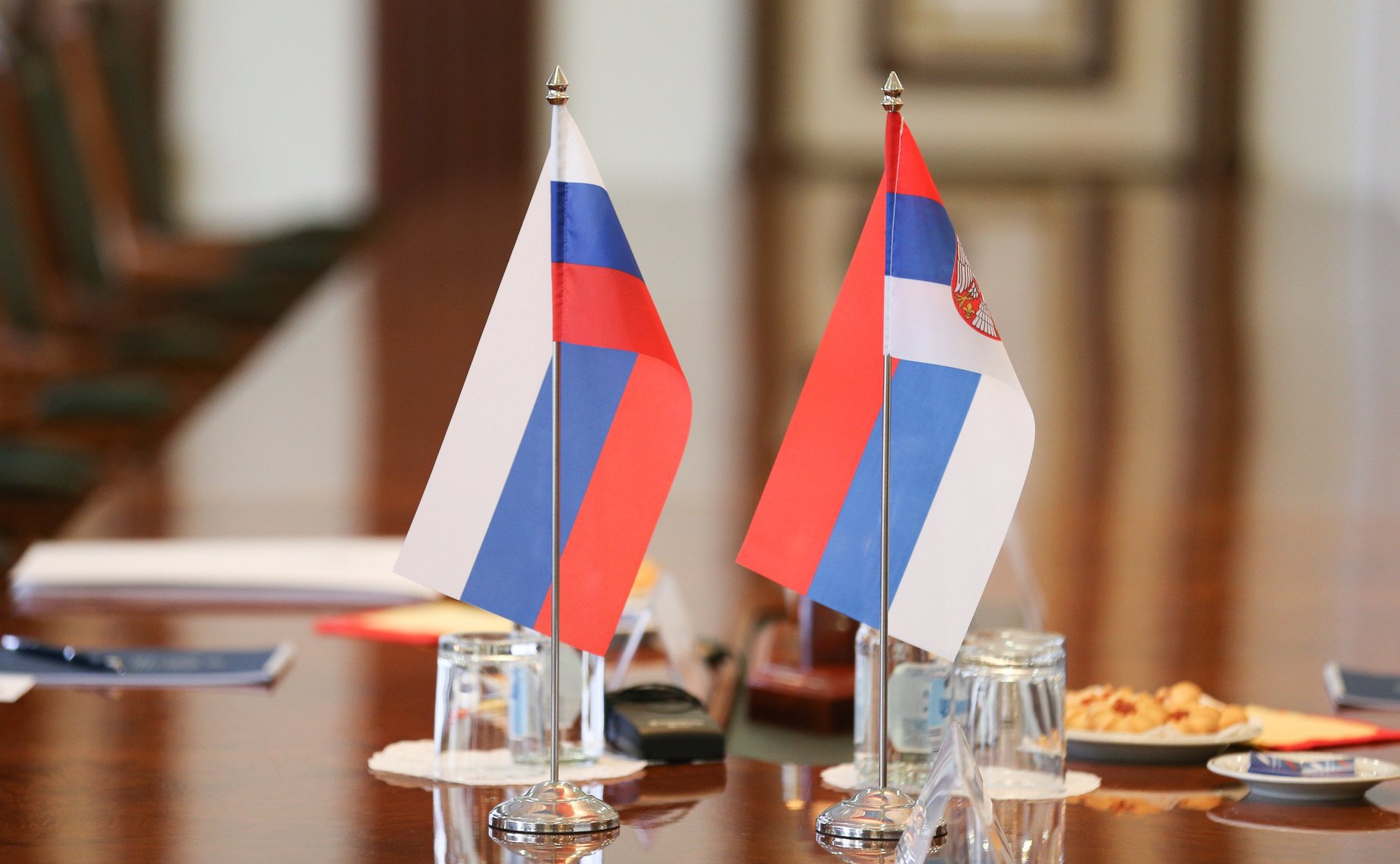 Встреча Валерия Рязанского с председателем Комитета Народной скупщины Республики Сербии по делам Косово и Метохии, председателем группы дружбы с РФ Милованом Дрецун