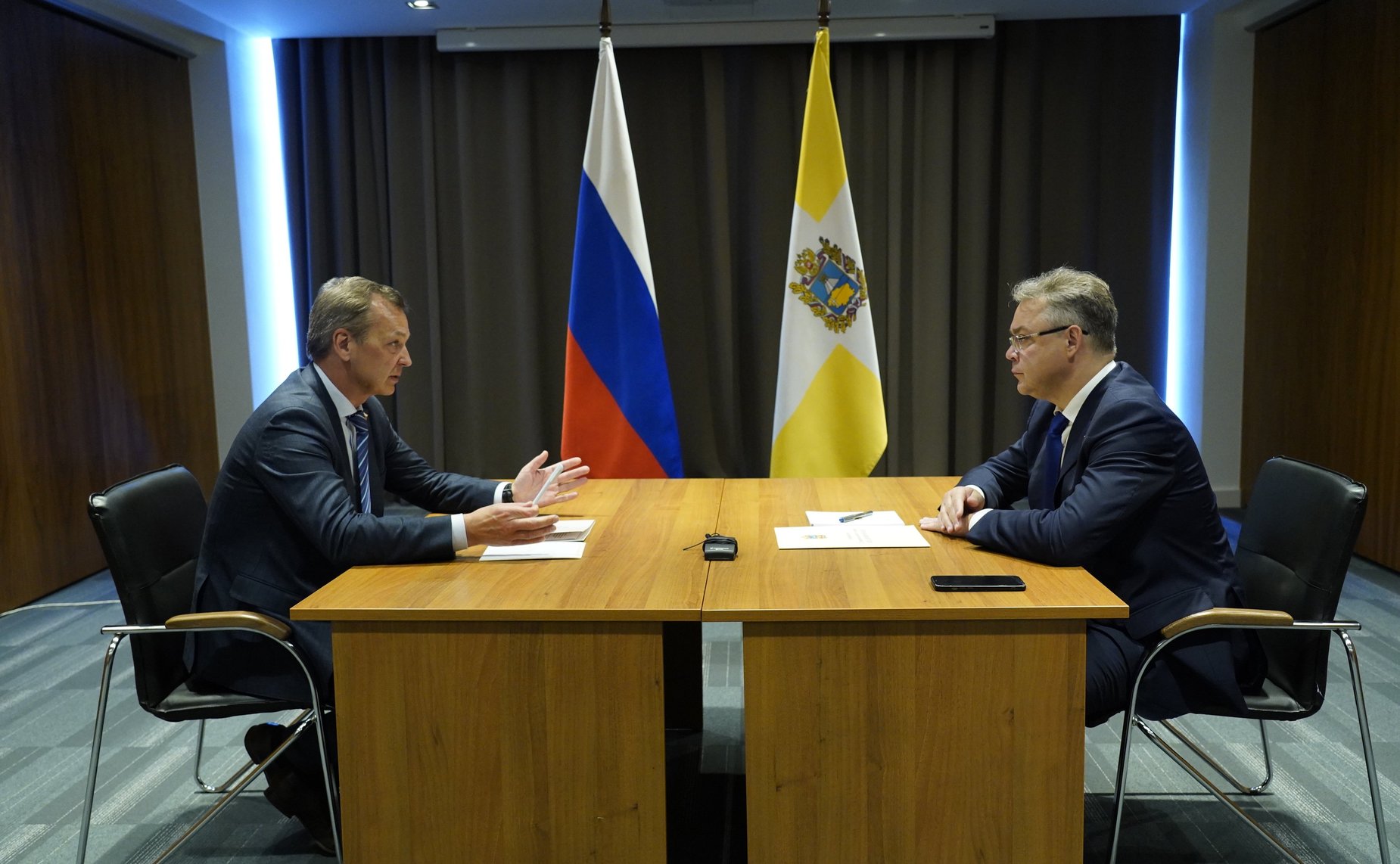 Встреча первого заместителя Председателя СФ Андрея Яцкина с губернатором Ставропольского края Владимиром Владимировым