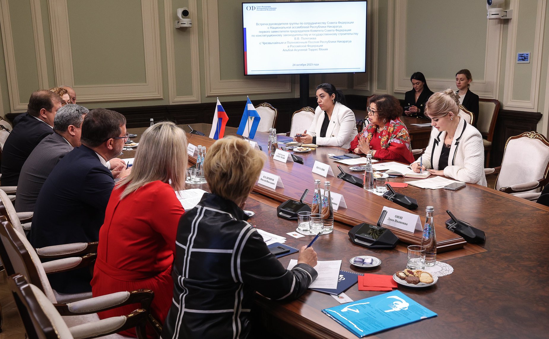 Встреча руководителя группы по сотрудничеству СФ с Национальной ассамблеей Республики Никарагуа Владимира Полетаева с Чрезвычайным и Полномочным Послом Республики Никарагуа в РФ