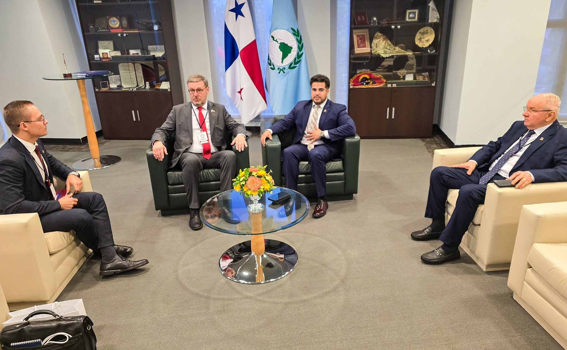 Константин Косачев и заместитель Председателя ПАРЛАТИНО, председатель Постоянной комиссии Палаты депутатов по экономическим и финансовым вопросам Национального Конгресса Республики Парагвай Карлос Нуньес Салинас провели встречу «на полях» Ассамблеи