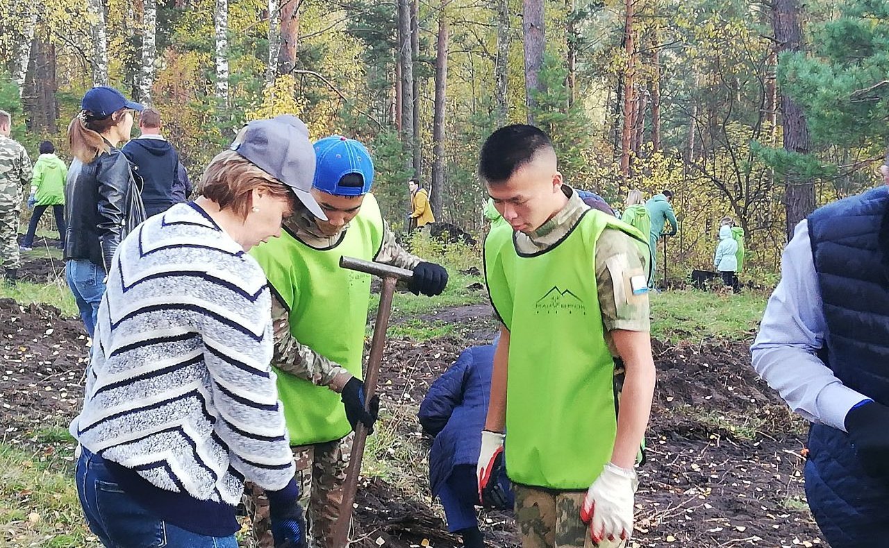 Татьяна Гигель в ходе рабочей поездки в регион приняла участие в посадке саженцев хвойных пород деревьев на территории Майминского района