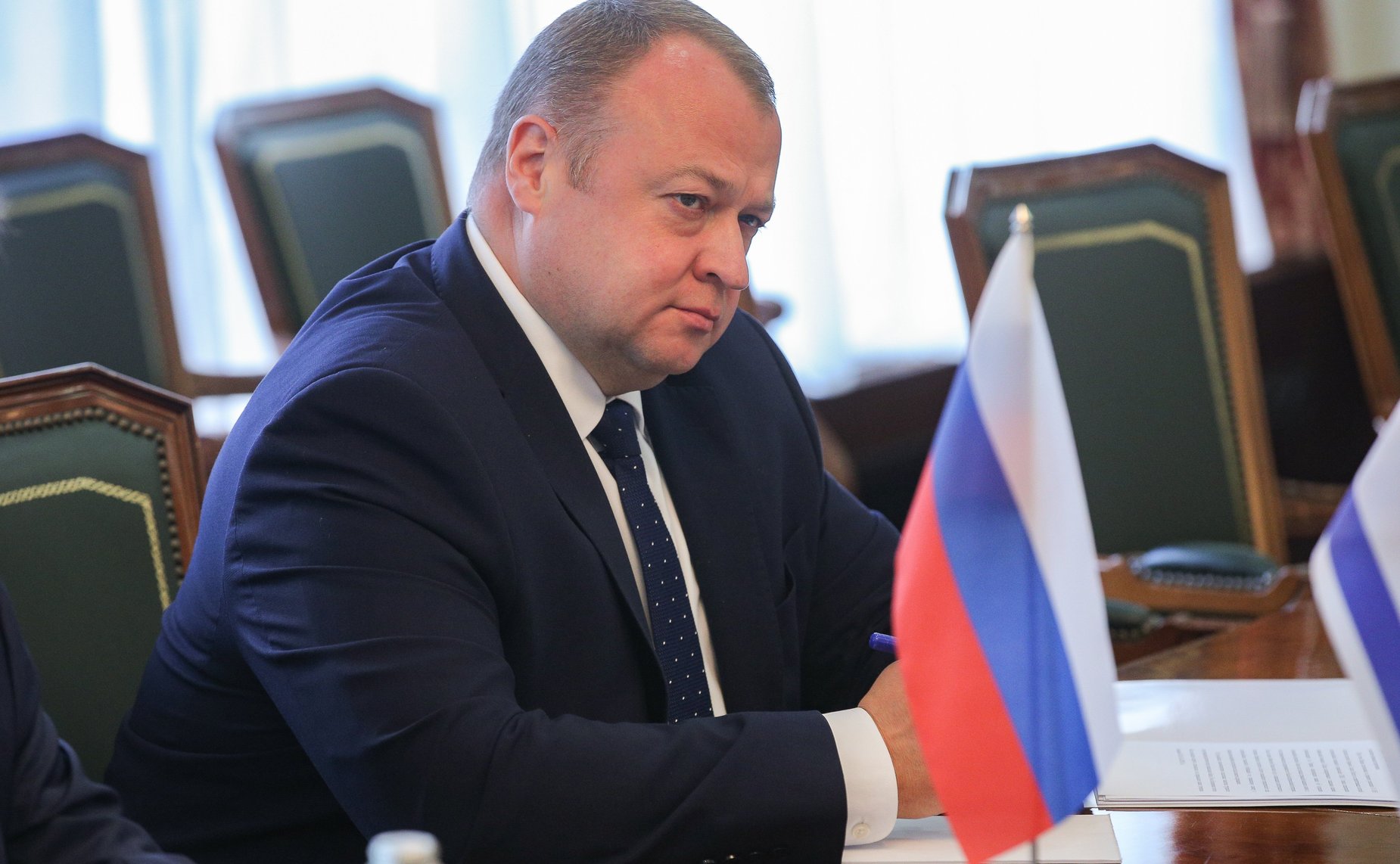 Встреча первого заместителя председателя Комитета СФ по международным делам Владимира Джабарова с Чрезвычайным и полномочным Послом Государства Израиль в РФ Александром Бен Цви