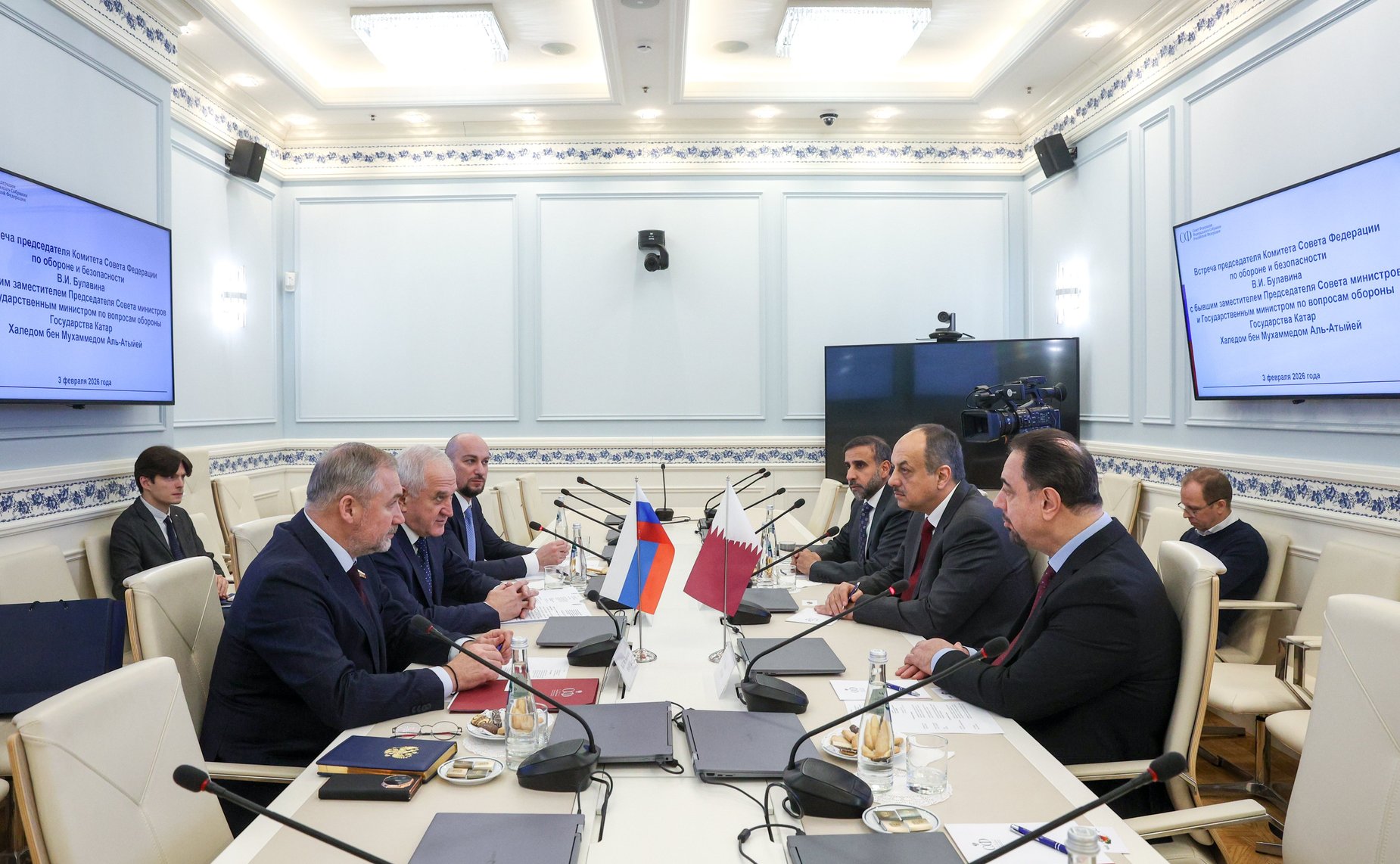 Встреча Владимира Булавина с бывшим заместителем Председателя Совета министров и Государственным министром по вопросам обороны Государства Катар Халедом бен Мухаммедом Аль-Атыйей