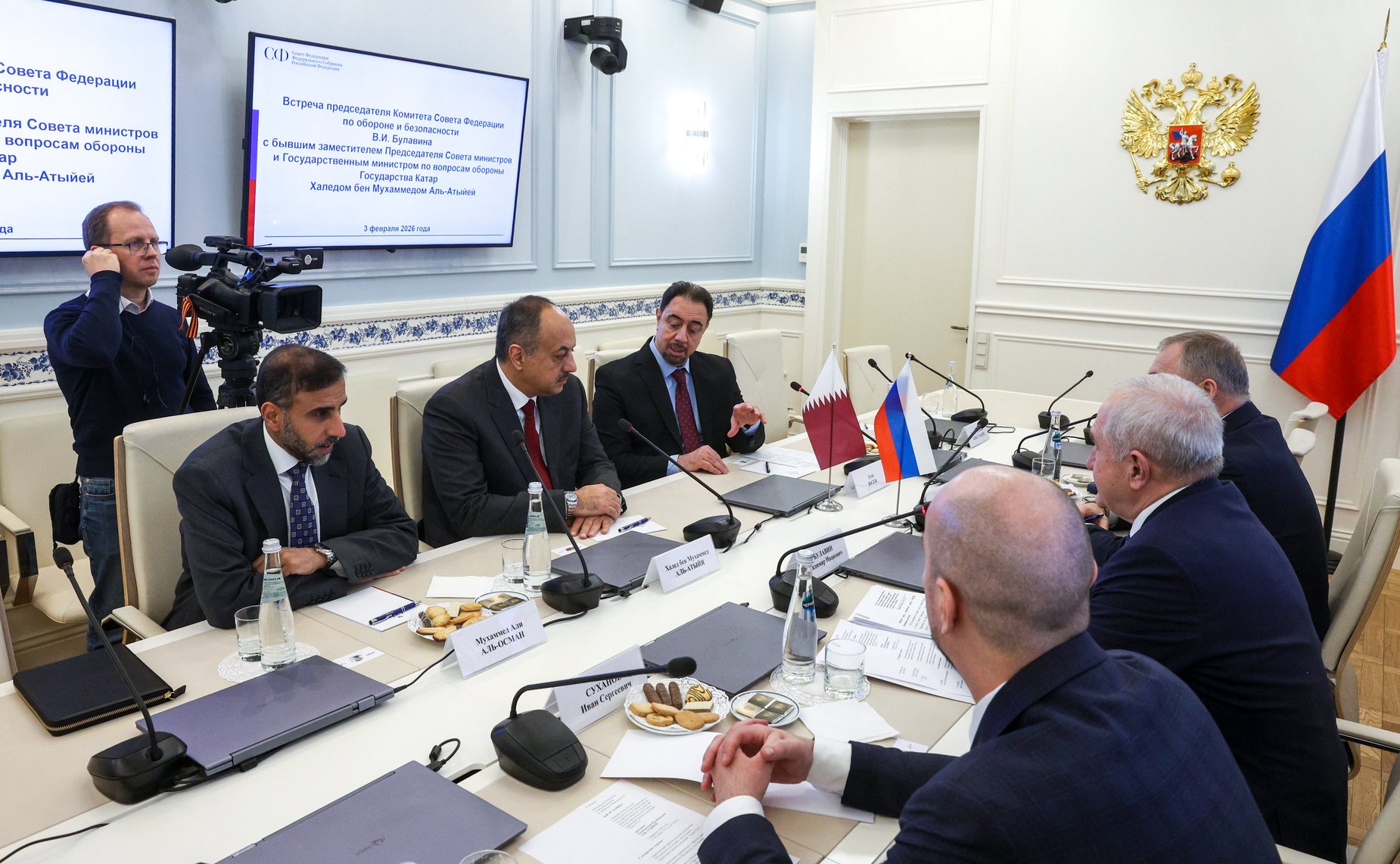 Встреча Владимира Булавина с бывшим заместителем Председателя Совета министров и Государственным министром по вопросам обороны Государства Катар Халедом бен Мухаммедом Аль-Атыйей